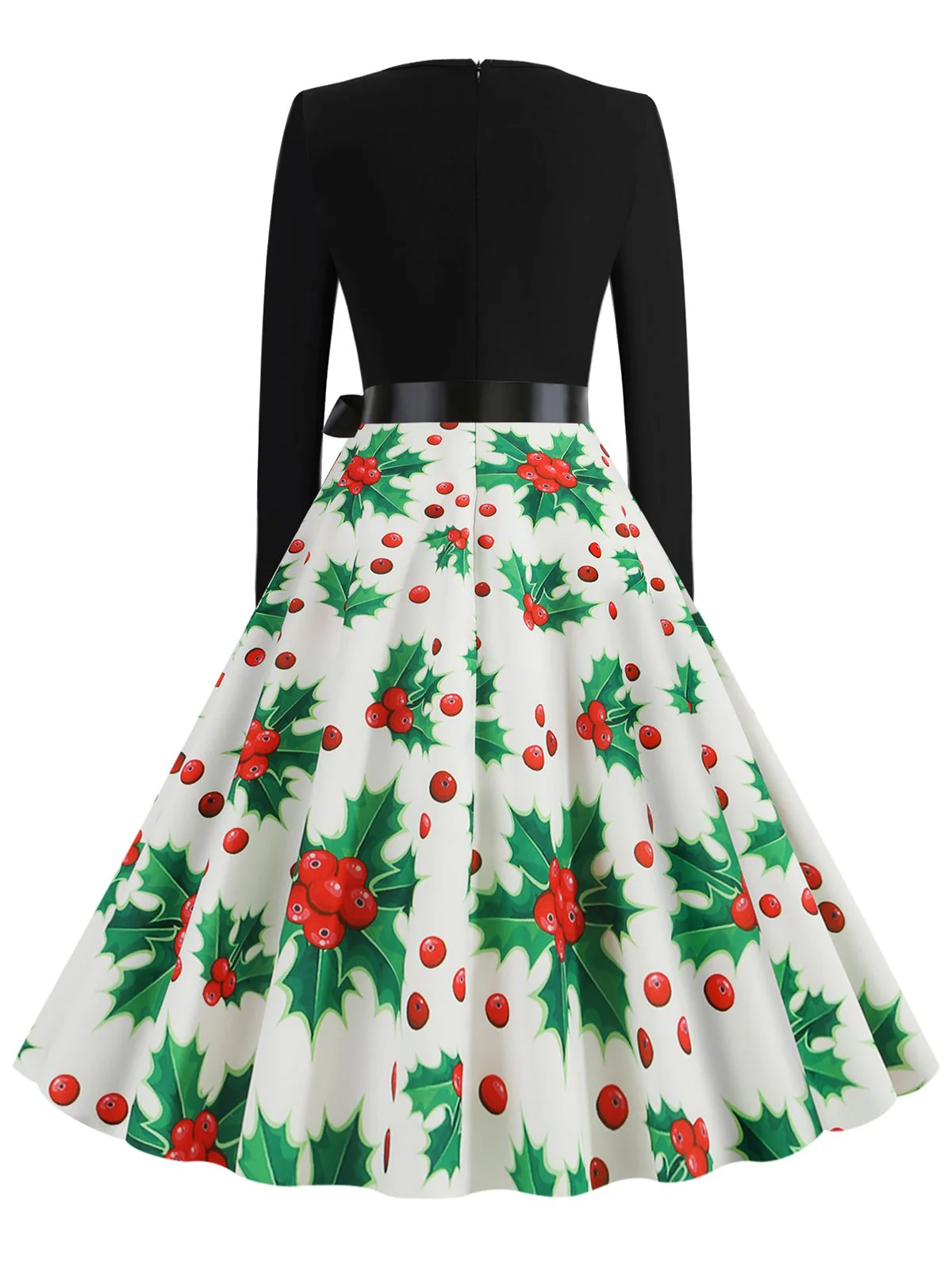 Christmas 1950s V-Neck Patchwork Swing Dress - Image 13