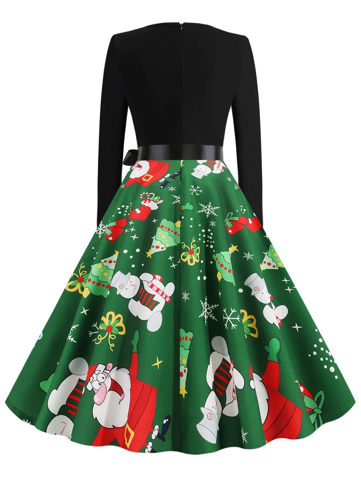 Christmas 1950s V-Neck Patchwork Swing Dress - Image 6