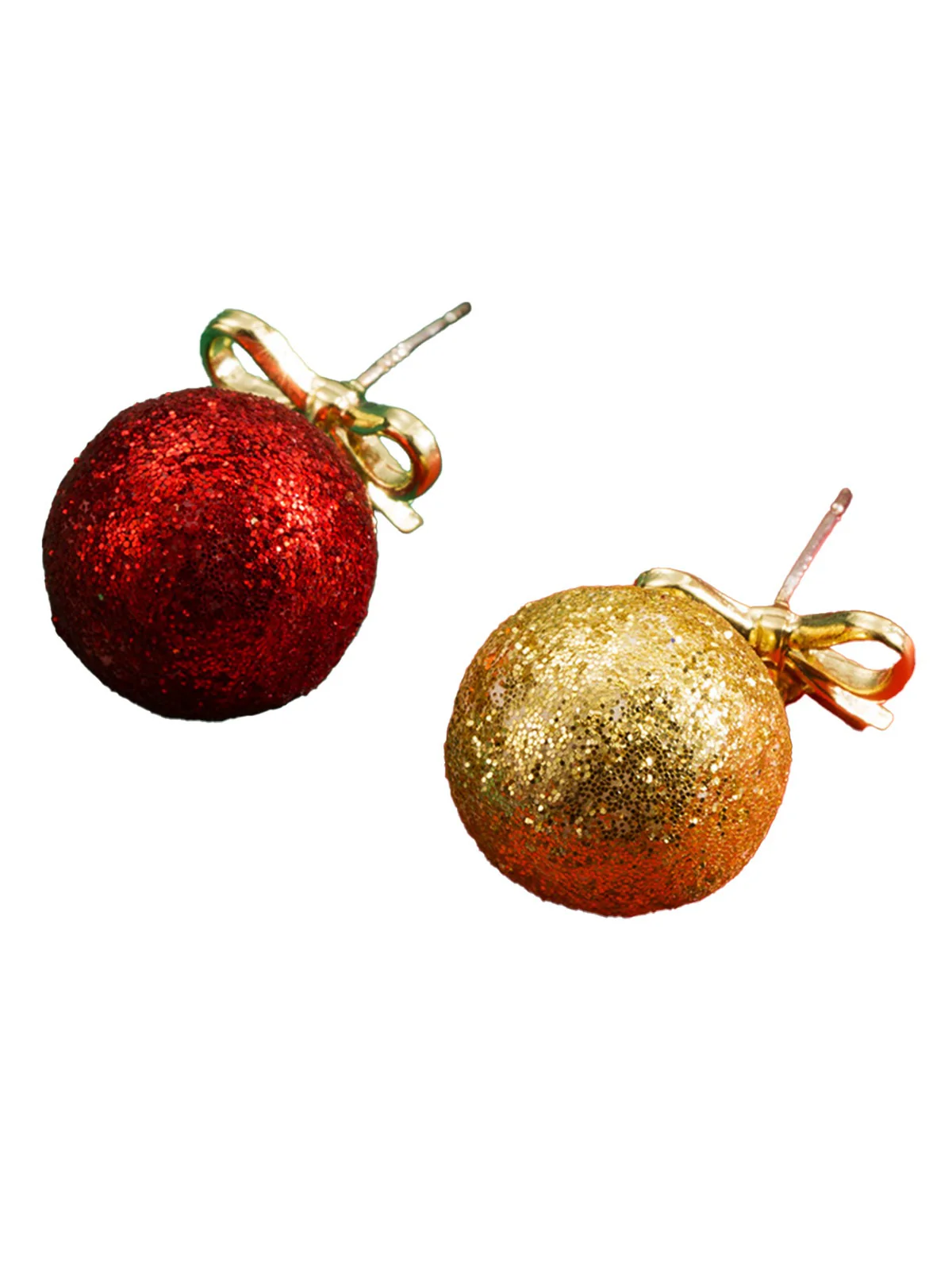 Christmas Ball Bow Sequined Stud Earrings - Image 2