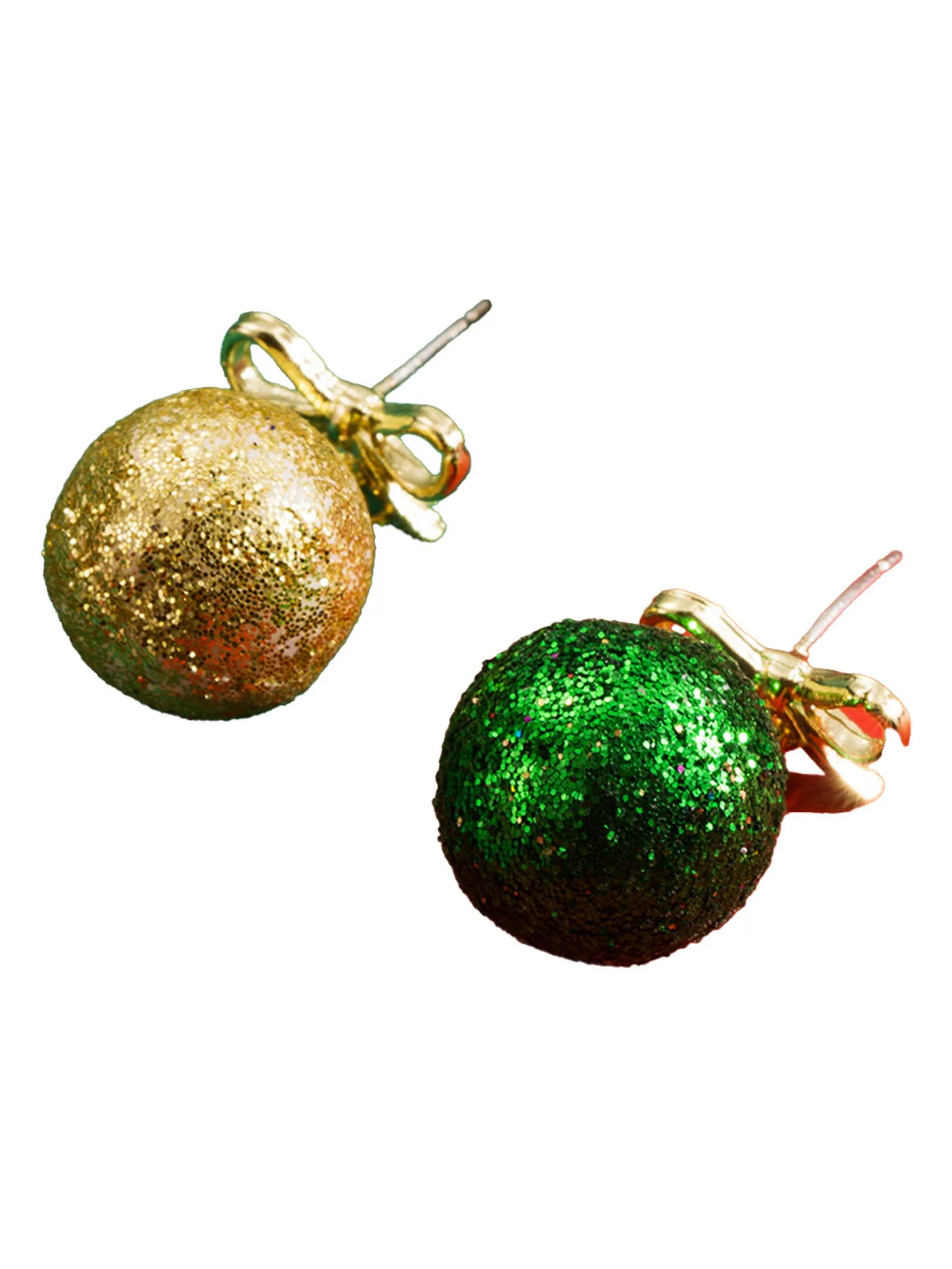 Christmas Ball Bow Sequined Stud Earrings - Image 3