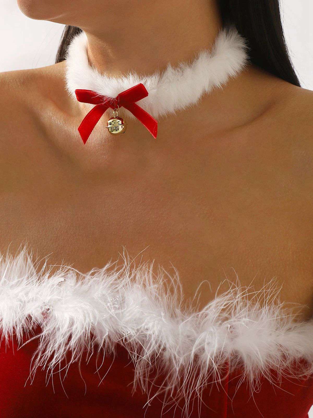 Christmas Bowknot Bell Plush Choker Necklace - Image 10