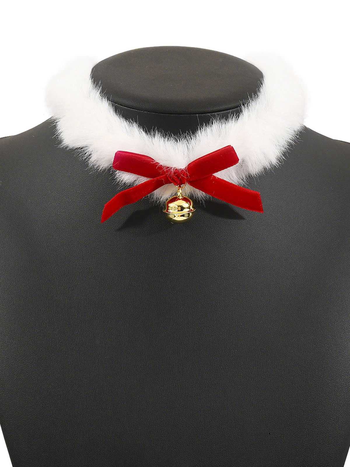 Christmas Bowknot Bell Plush Choker Necklace - Image 2