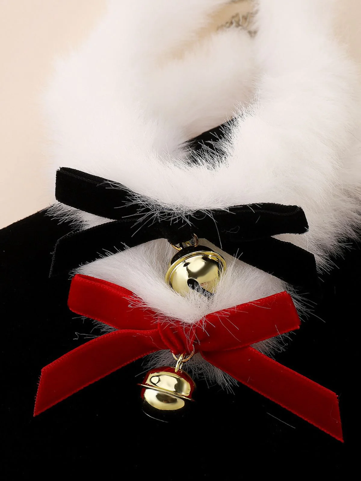 Christmas Bowknot Bell Plush Choker Necklace - Image 5