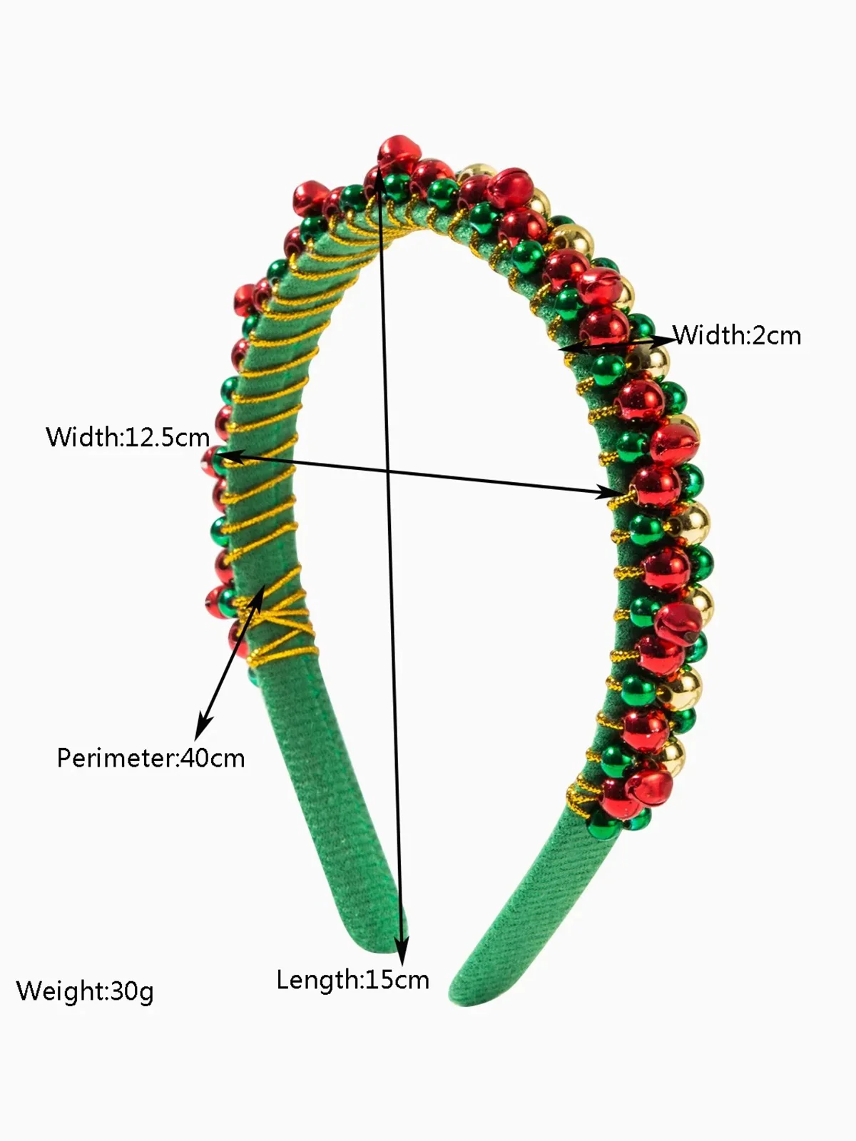 Christmas Colored Bell Beads Headband - Image 3