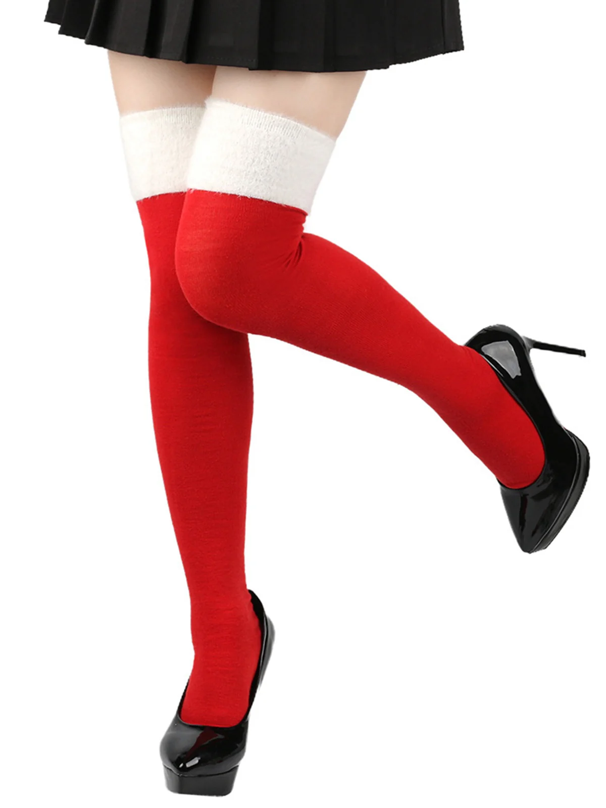 Christmas Contrast Thigh High Socks - Image 3