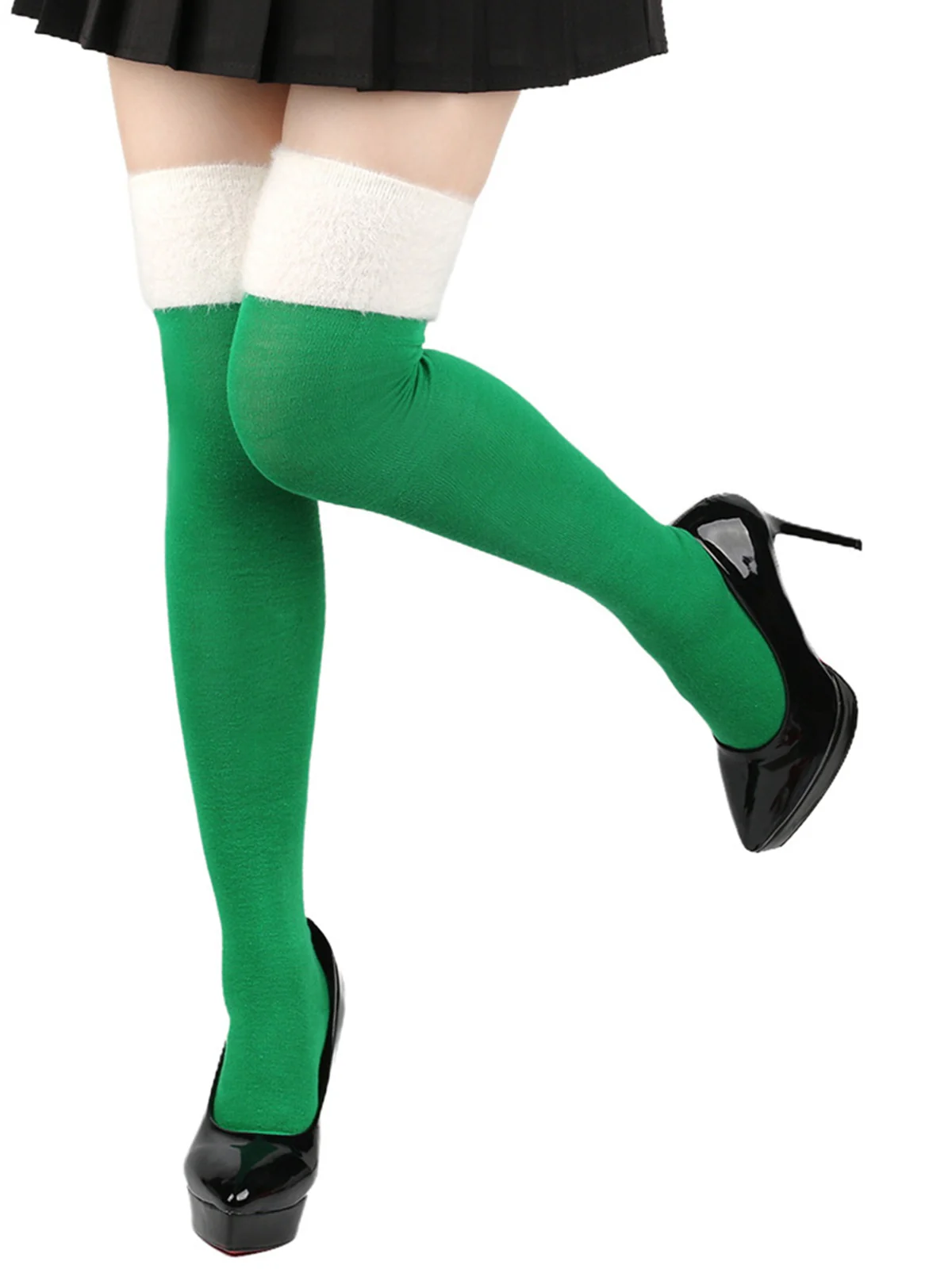 Christmas Contrast Thigh High Socks - Image 4