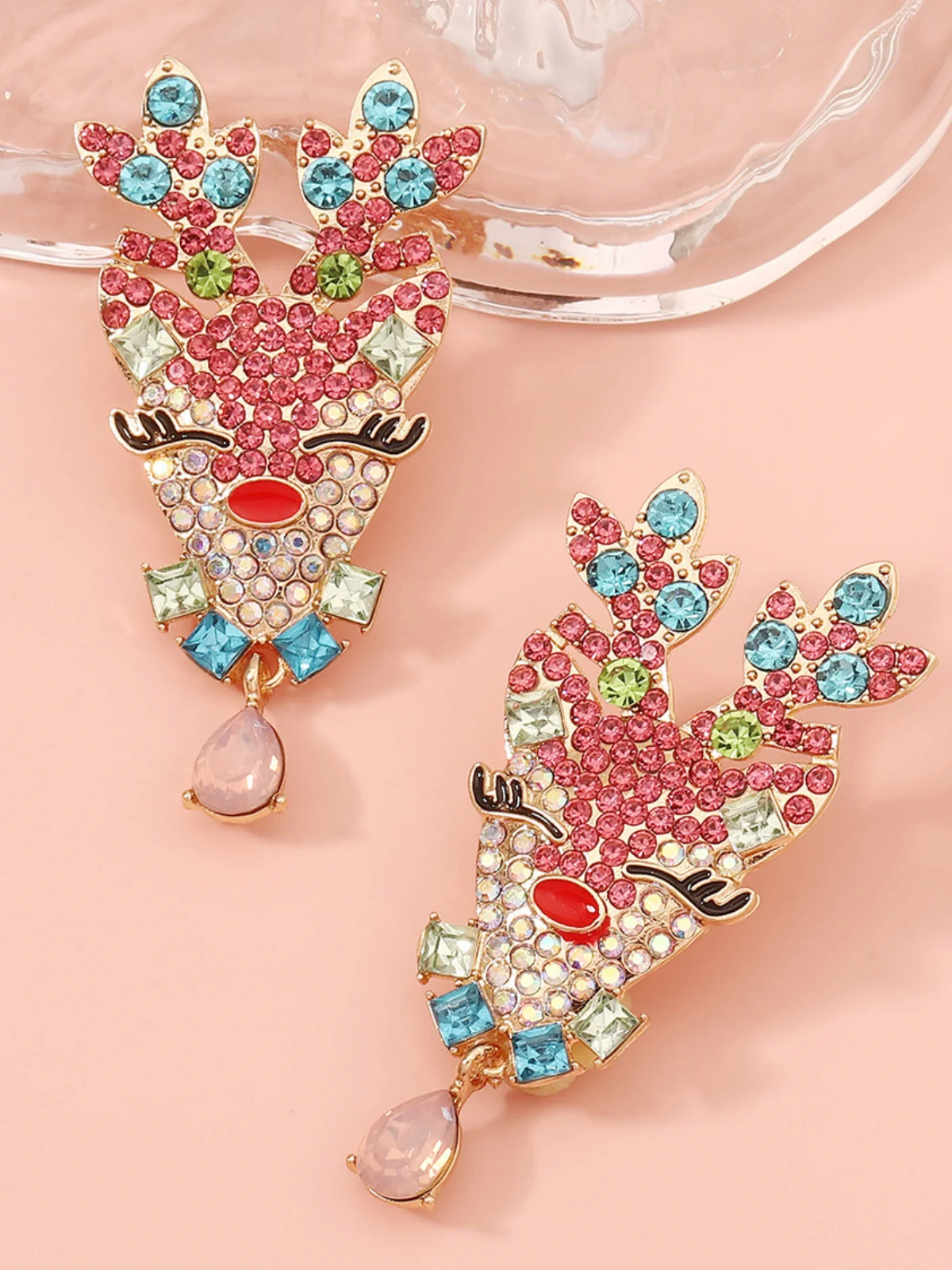 Christmas Deer Rhinestone Earrings - Image 2