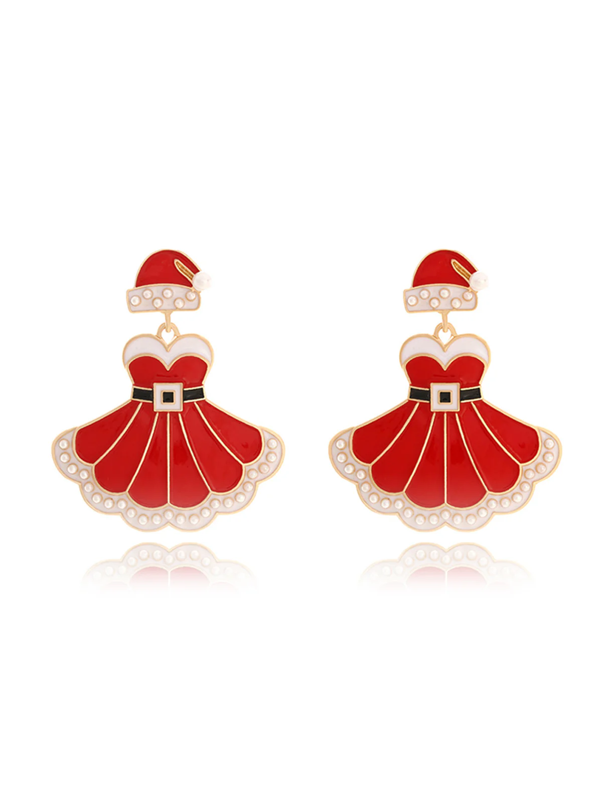 Christmas Dress And Santa Hat Earrings - Image 2