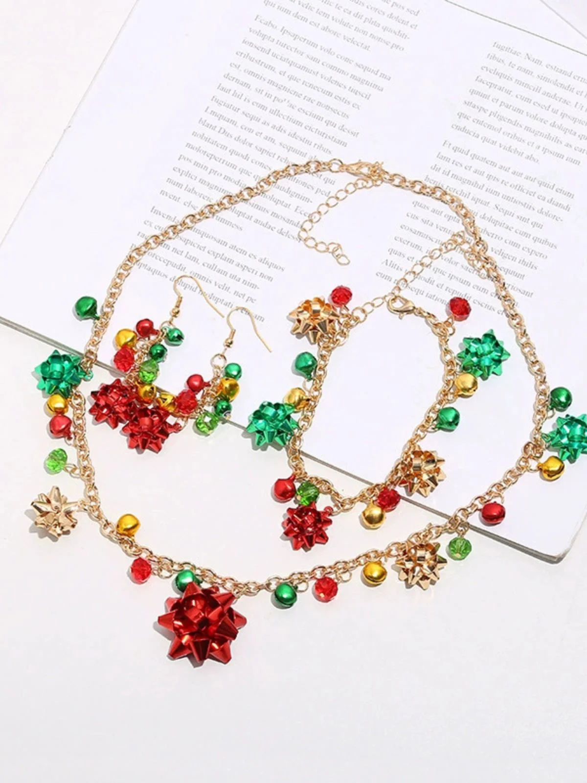 Christmas Flower Bell Necklace & Bracelet & Earring Set - Image 4