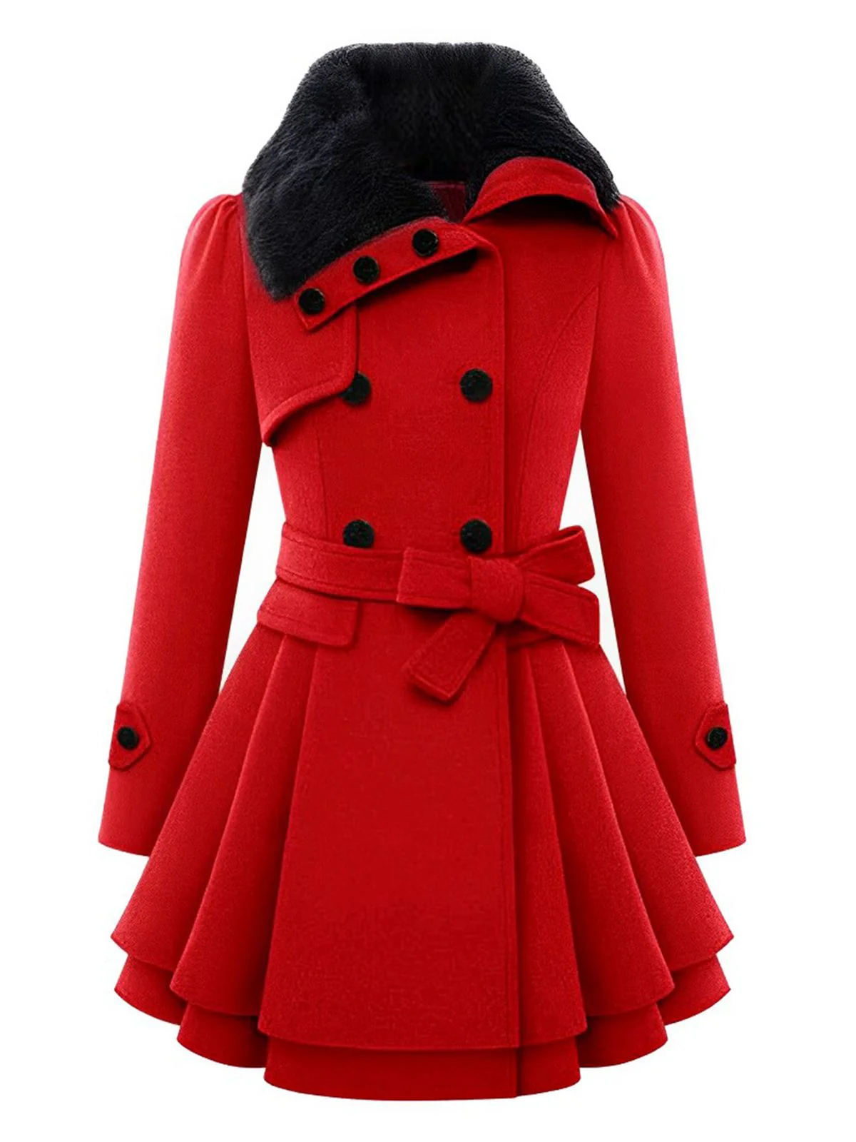 1950s Fur Collar Waisted Winter Coat - Image 4