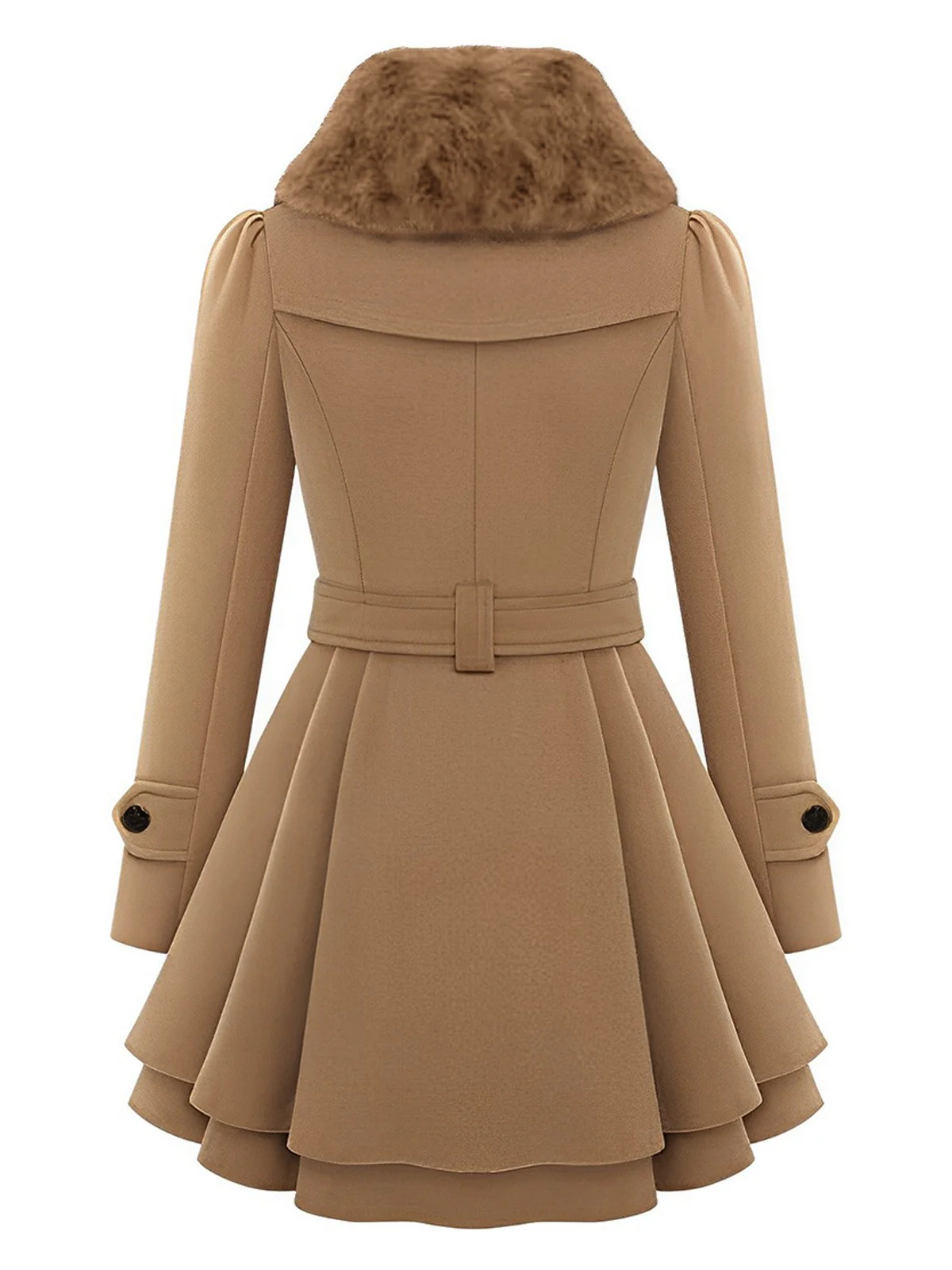 1950s Fur Collar Waisted Winter Coat - Image 6