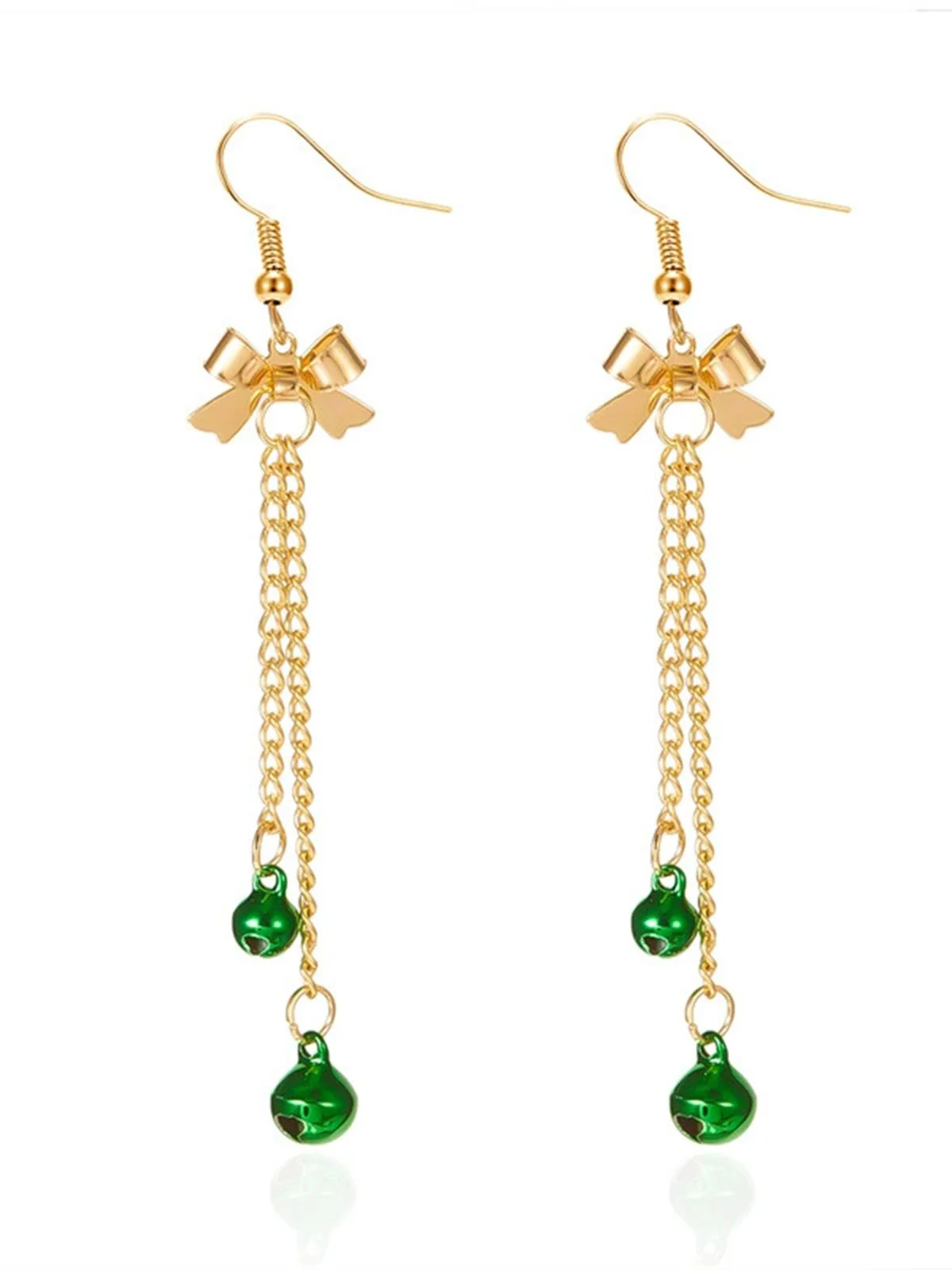Christmas Gold Bow Bell Drop Earrings - Image 4
