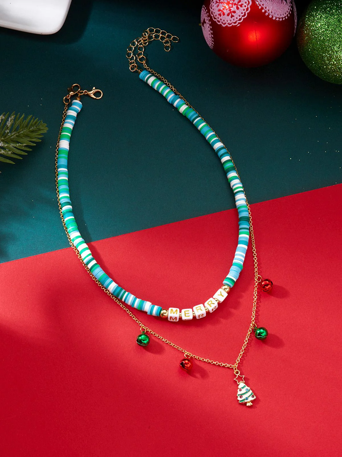 Christmas Layered Beaded Bells Necklace - Image 12