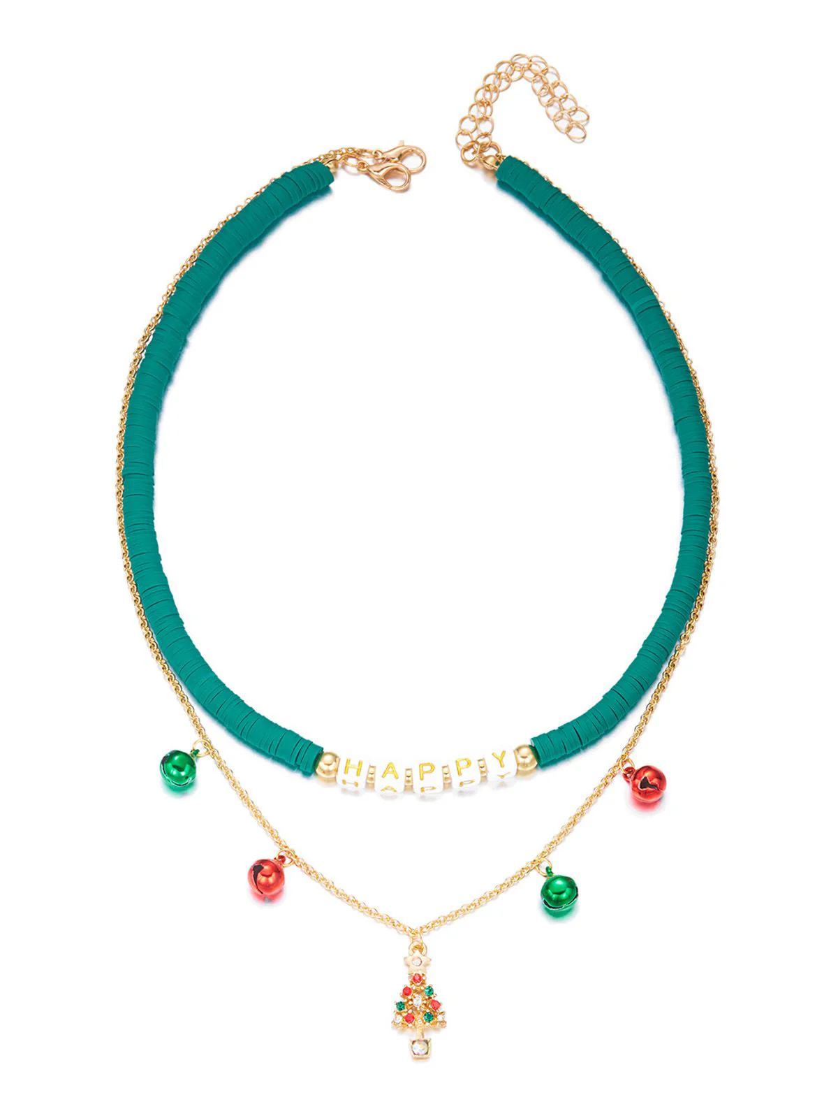 Christmas Layered Beaded Bells Necklace - Image 4