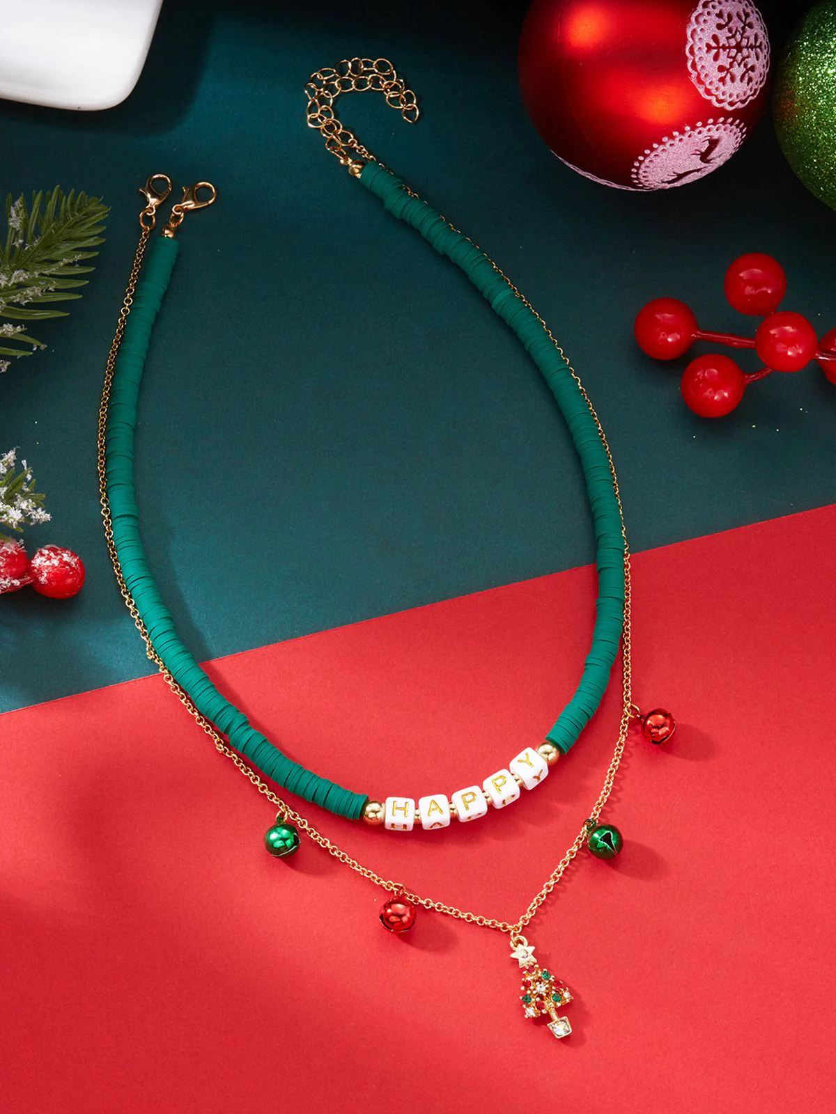 Christmas Layered Beaded Bells Necklace - Image 6