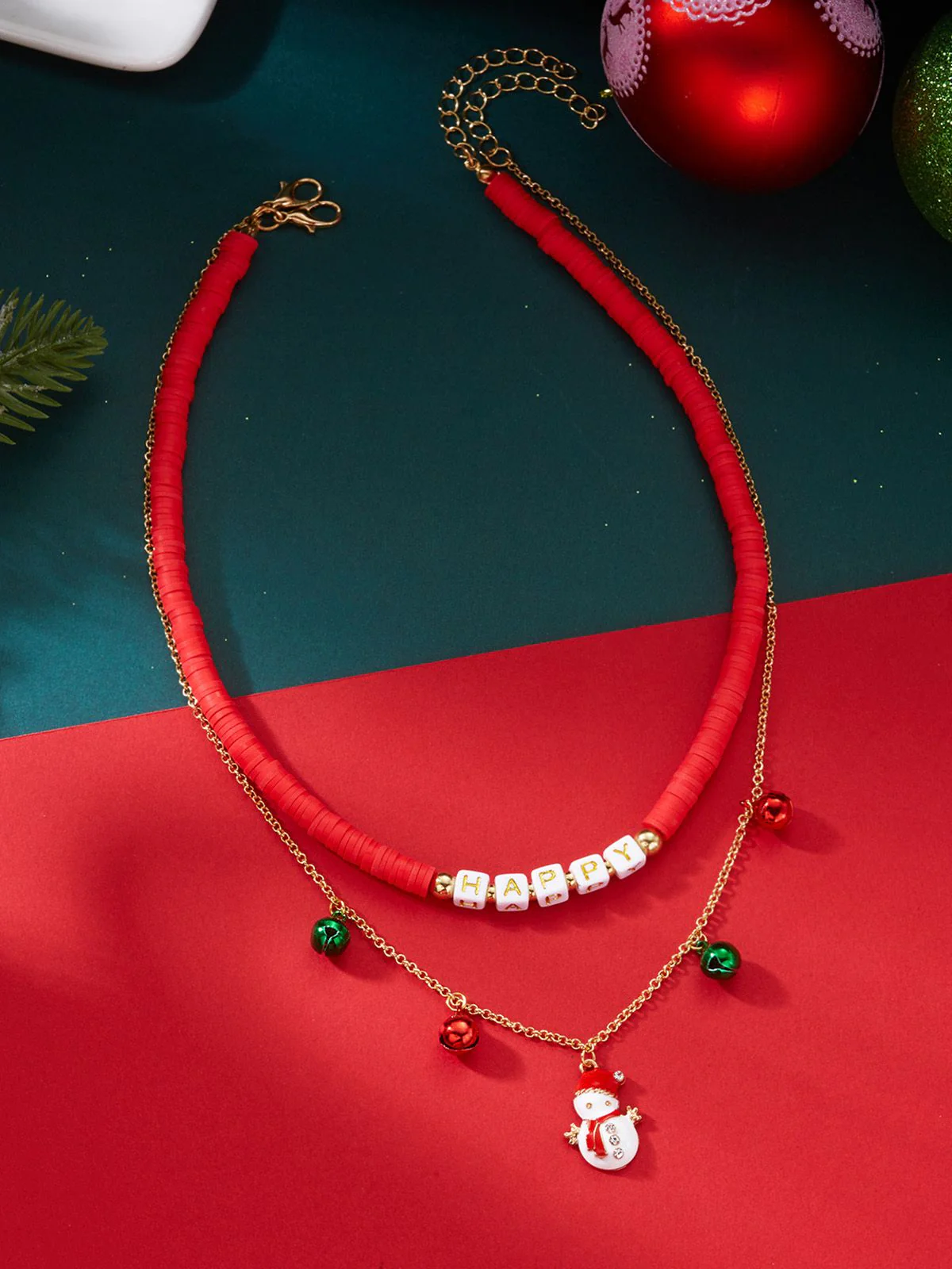 Christmas Layered Beaded Bells Necklace - Image 9