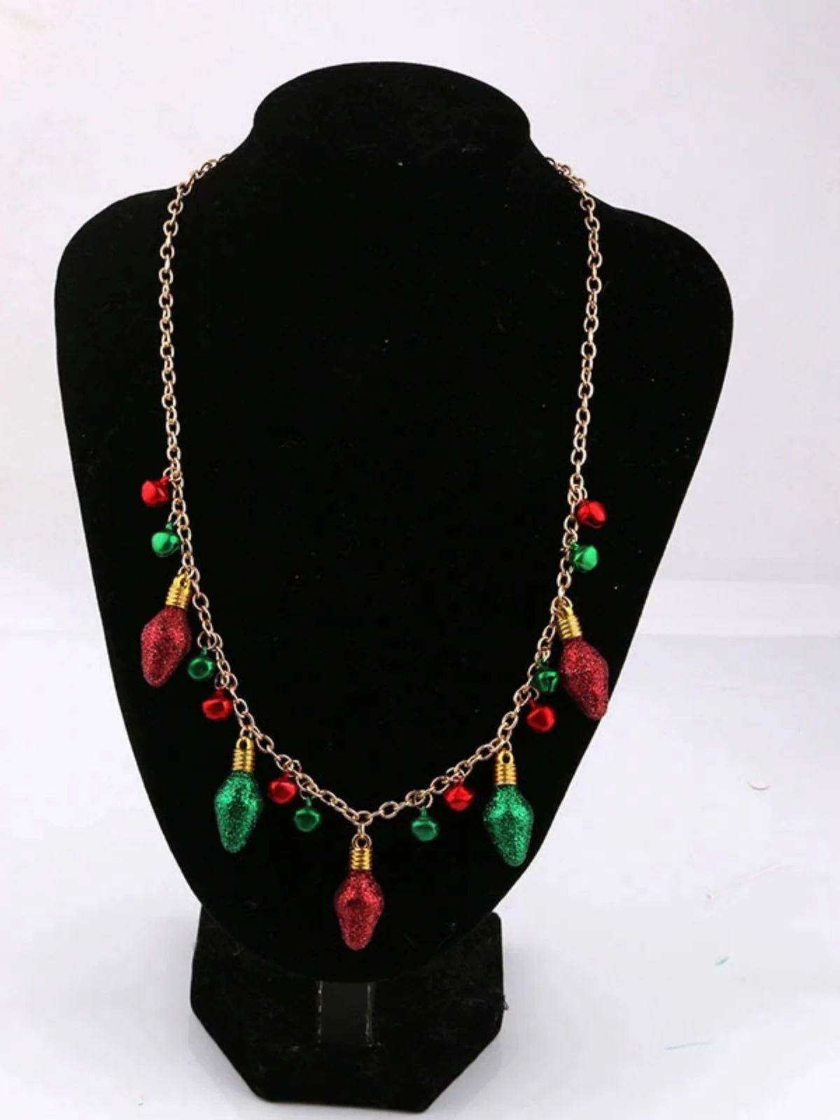 Christmas Light Bulb Bell Necklace & Earrings Set - Image 3