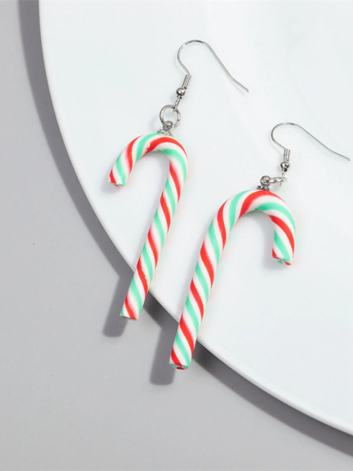 Christmas Rainbow Cane Candy Color Earrings - Image 15