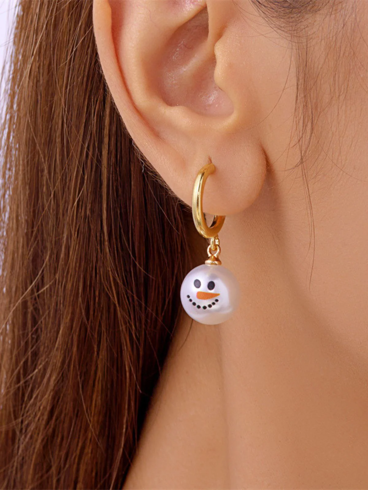 Christmas Rhinestone Snowflake Pearl Hat Snowman Stud Earrings - Image 13
