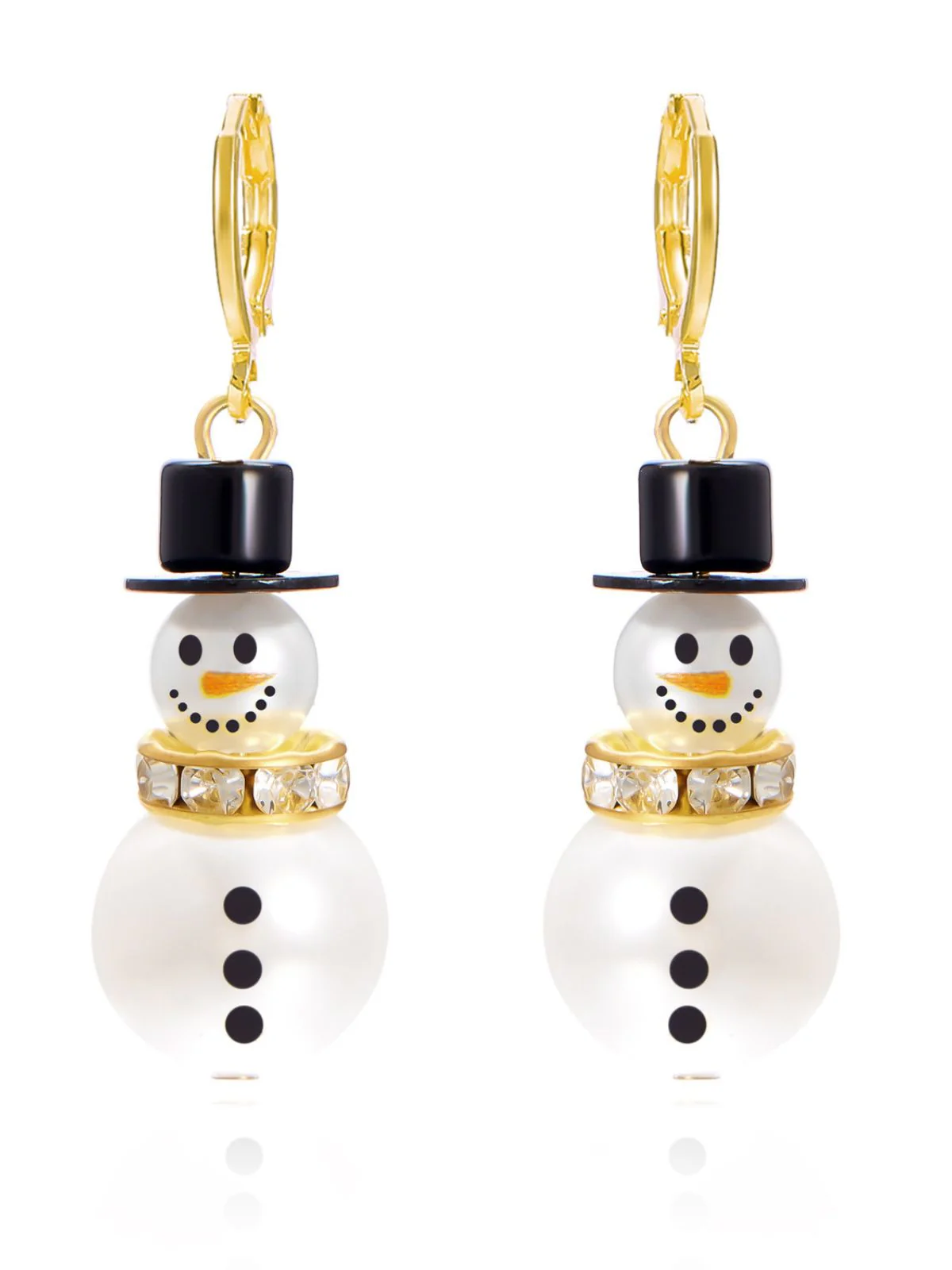 Christmas Rhinestone Snowflake Pearl Hat Snowman Stud Earrings - Image 5
