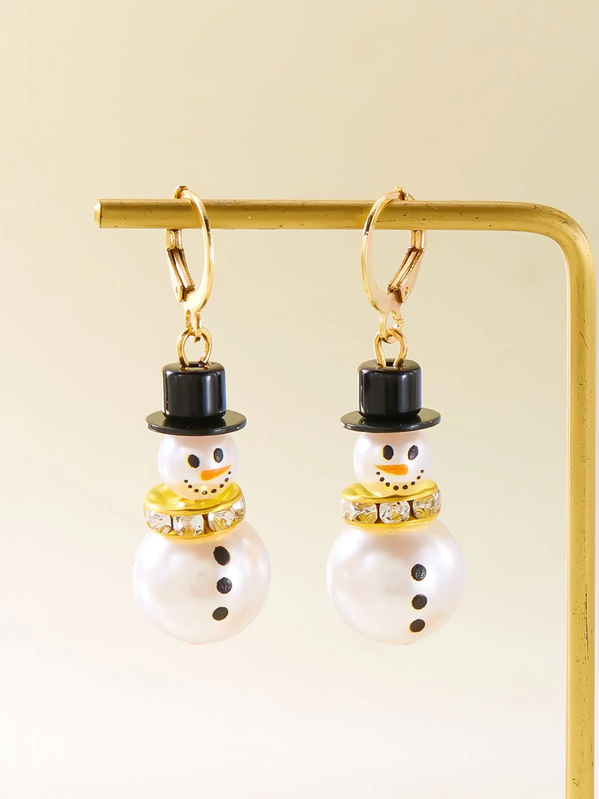 Christmas Rhinestone Snowflake Pearl Hat Snowman Stud Earrings - Image 6