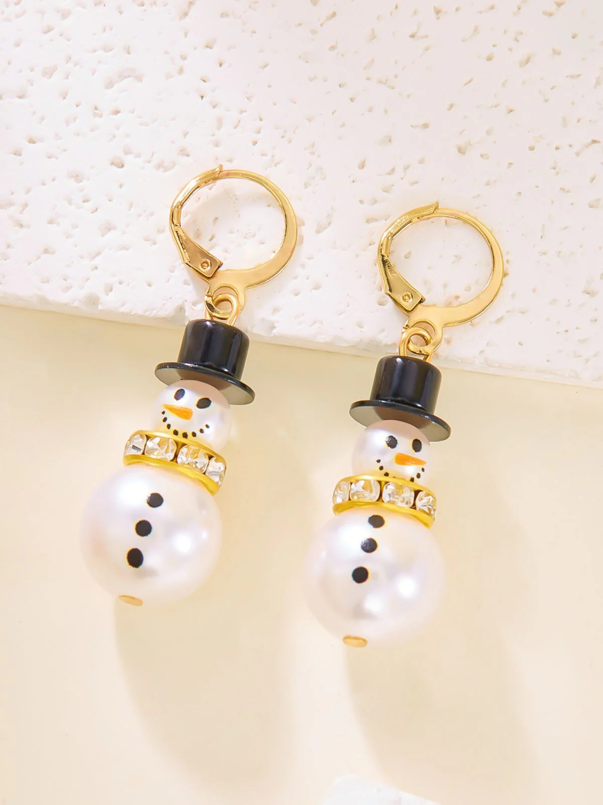 Christmas Rhinestone Snowflake Pearl Hat Snowman Stud Earrings - Image 8