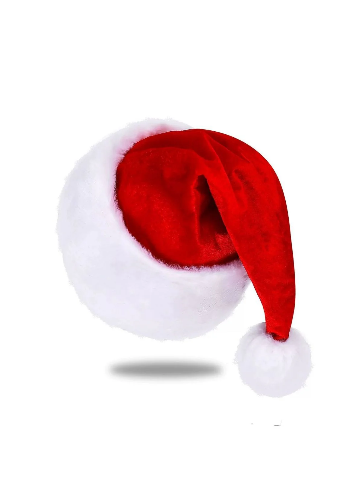 Christmas Solid Velvet Faux Fur Trim Hat - Image 2