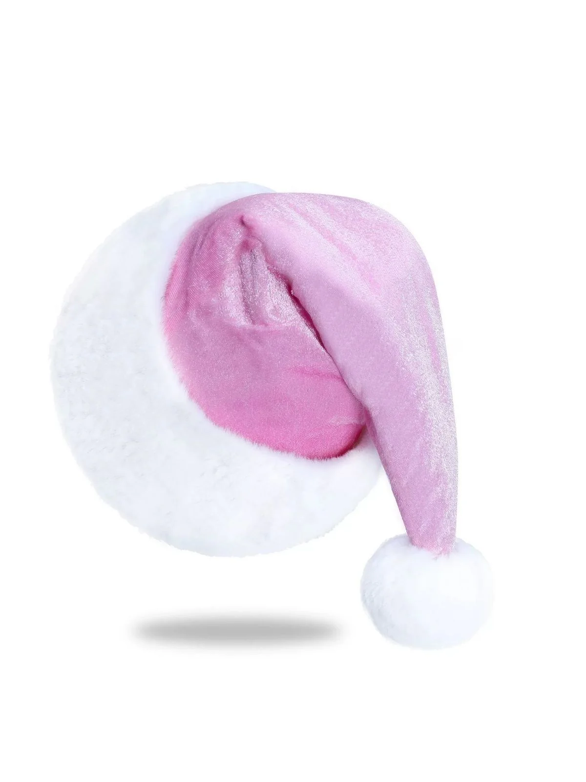 Christmas Solid Velvet Faux Fur Trim Hat - Image 3