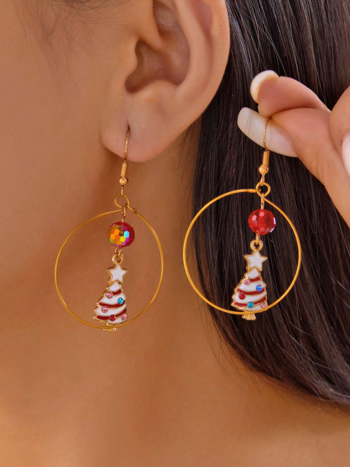 Christmas Tree & Snowman & Candy Cane Earrings - Image 3