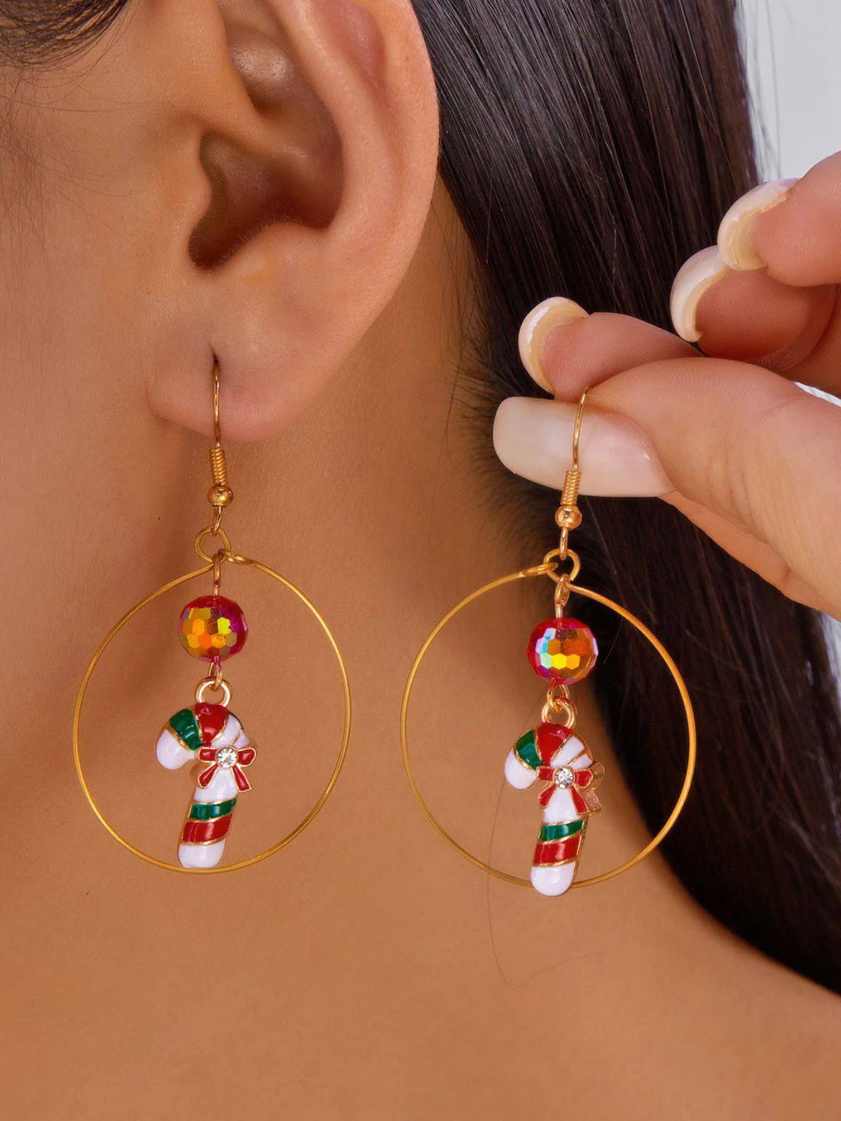 Christmas Tree & Snowman & Candy Cane Earrings - Image 7