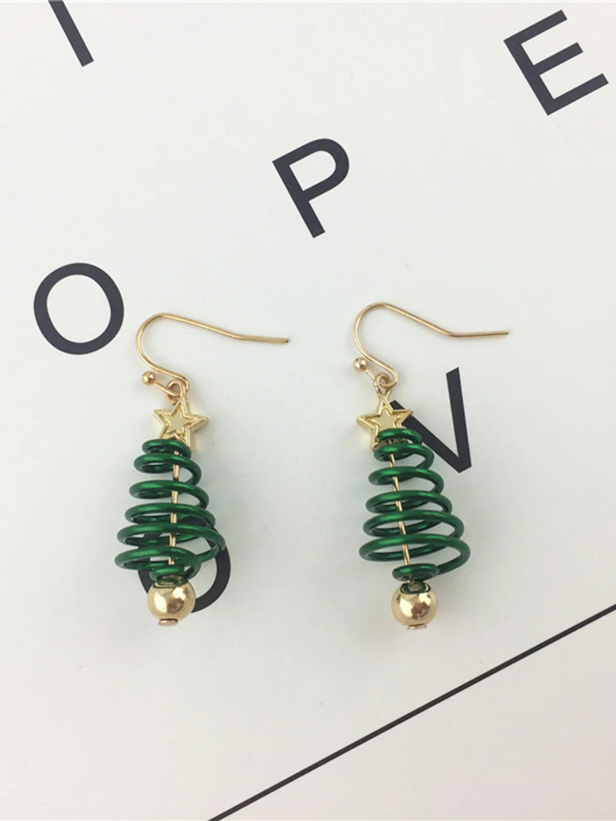 Christmas Tree Star Twist Earrings - Image 2