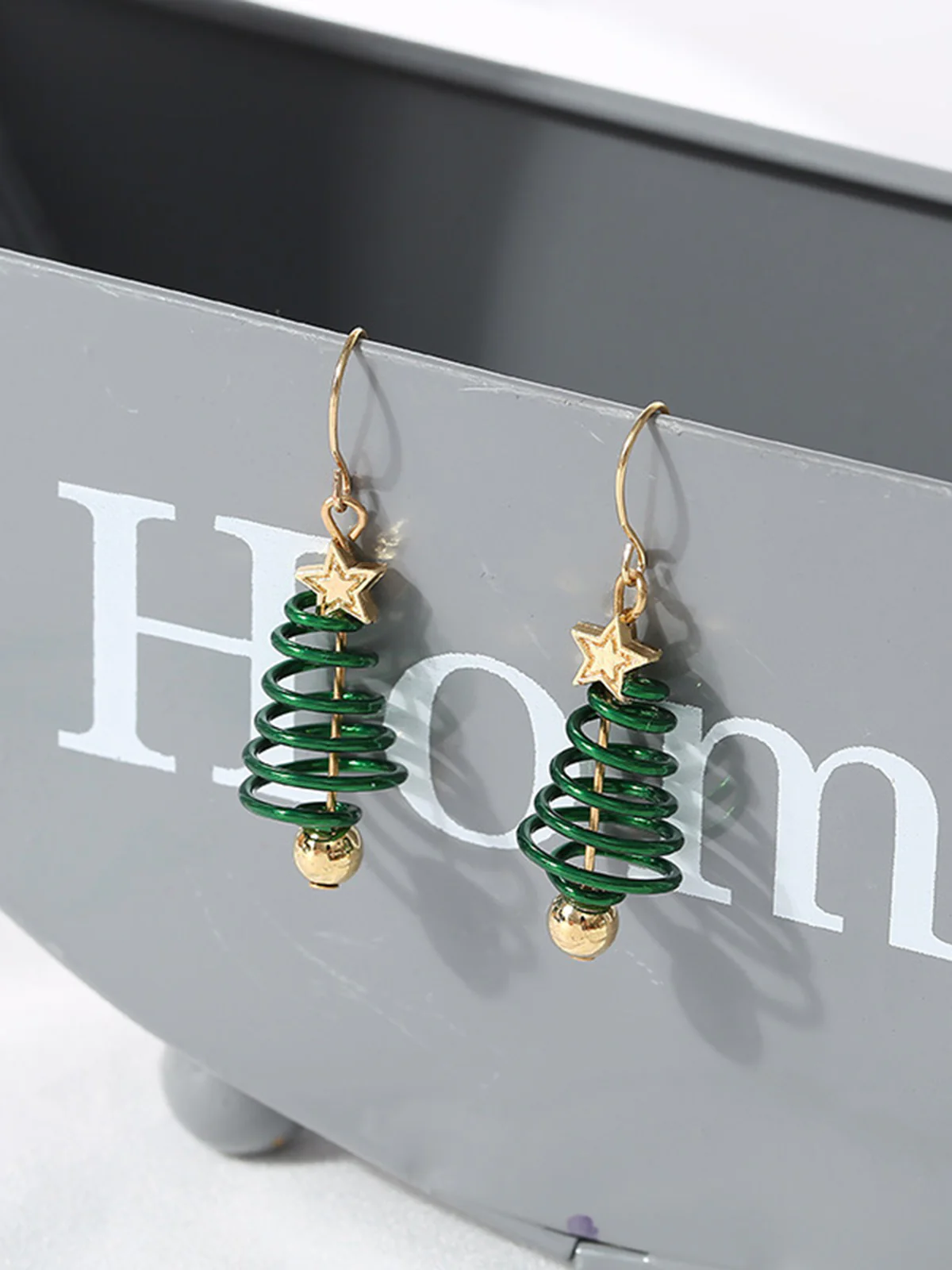 Christmas Tree Star Twist Earrings - Image 3
