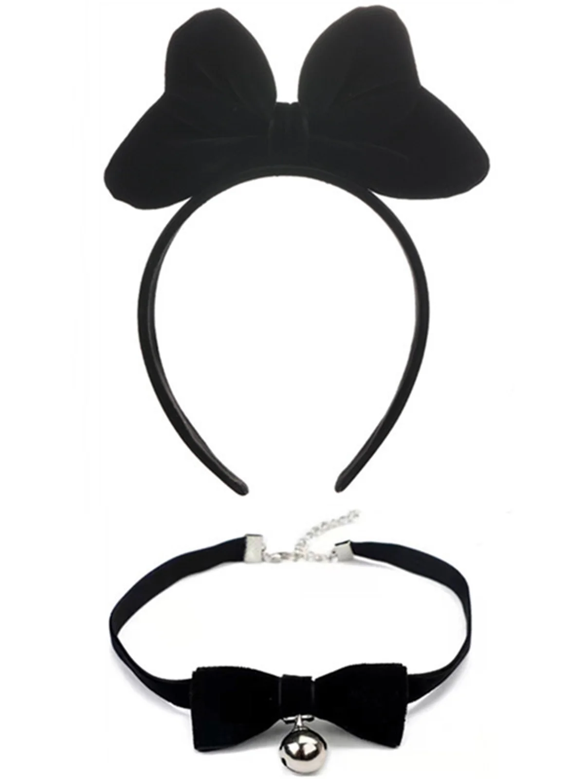 Christmas Velvet Bowknot Hairband With Choker Necklace - Image 2