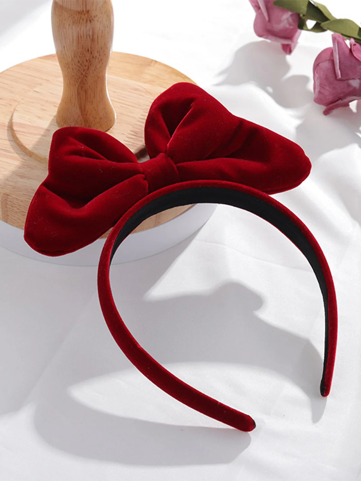 Christmas Velvet Bowknot Hairband With Choker Necklace - Image 3