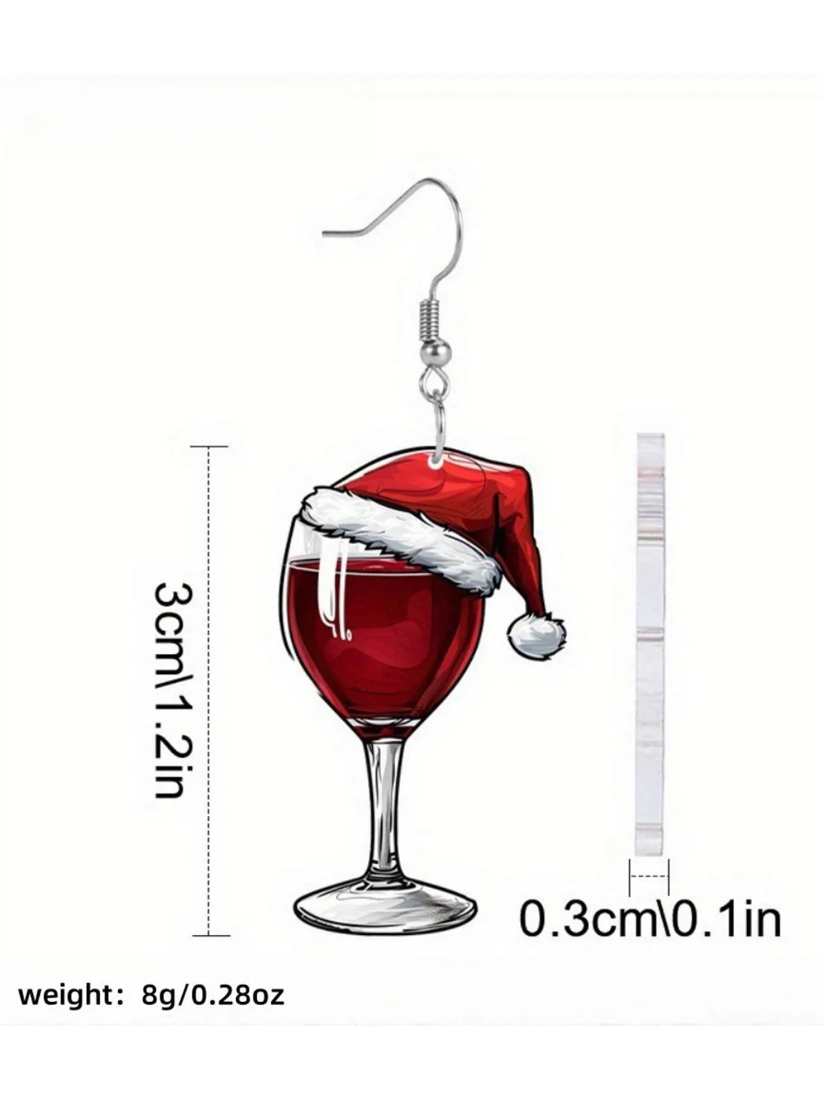 Christmas Wine Glass Dangle Earrings - Image 2