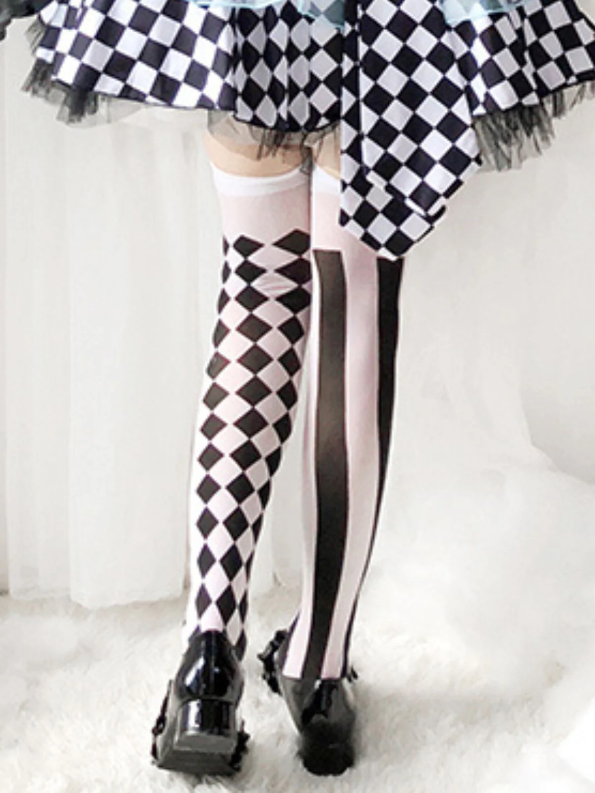 Clown Gothic Striped Diamond Stockings - Image 2