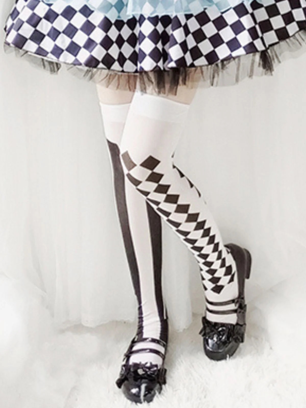 Clown Gothic Striped Diamond Stockings - Image 3