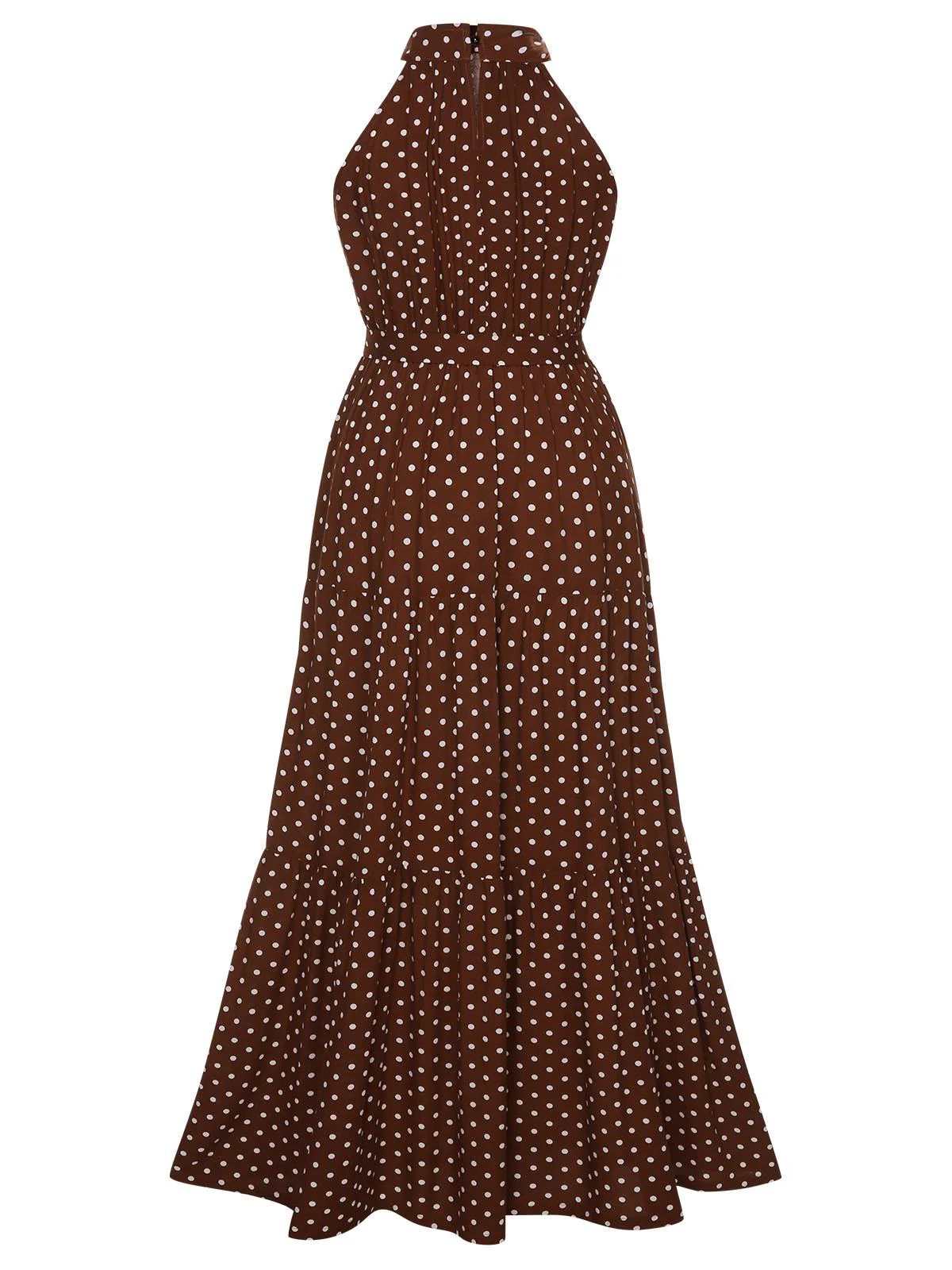 Coffee 1940s Crew Halter Polka Dot Dress - Image 3