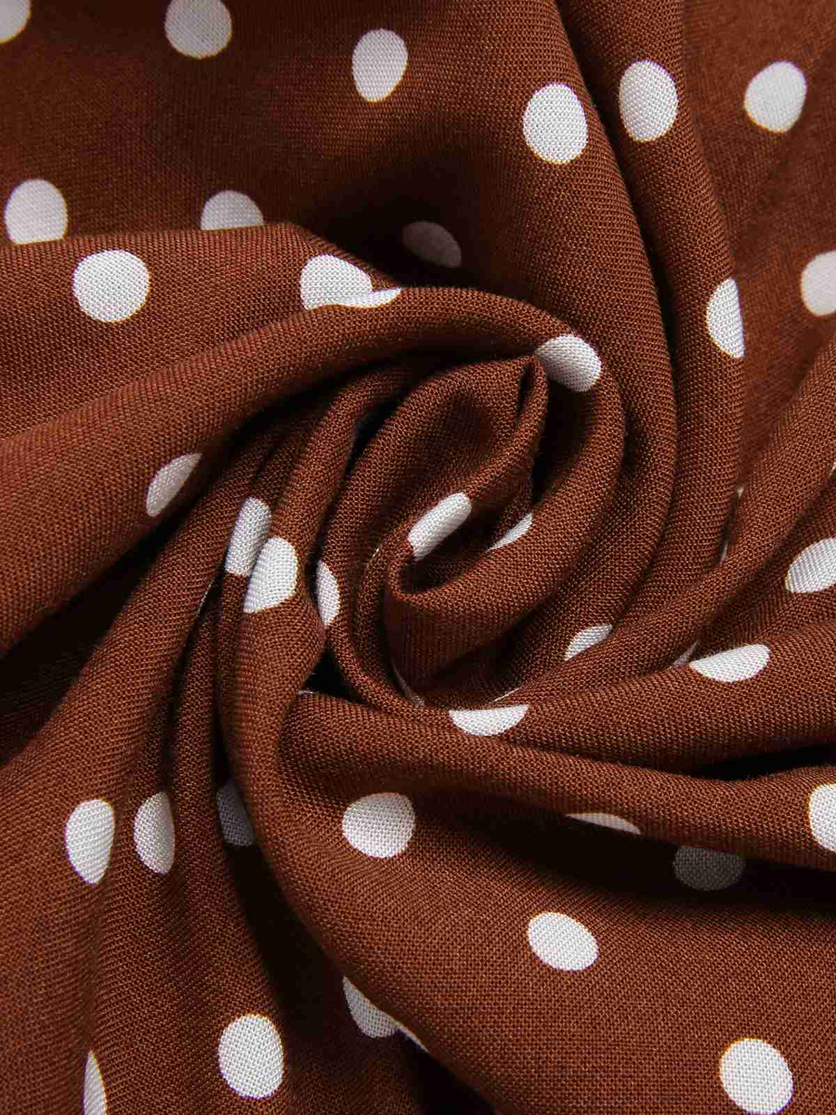 Coffee 1940s Crew Halter Polka Dot Dress - Image 5