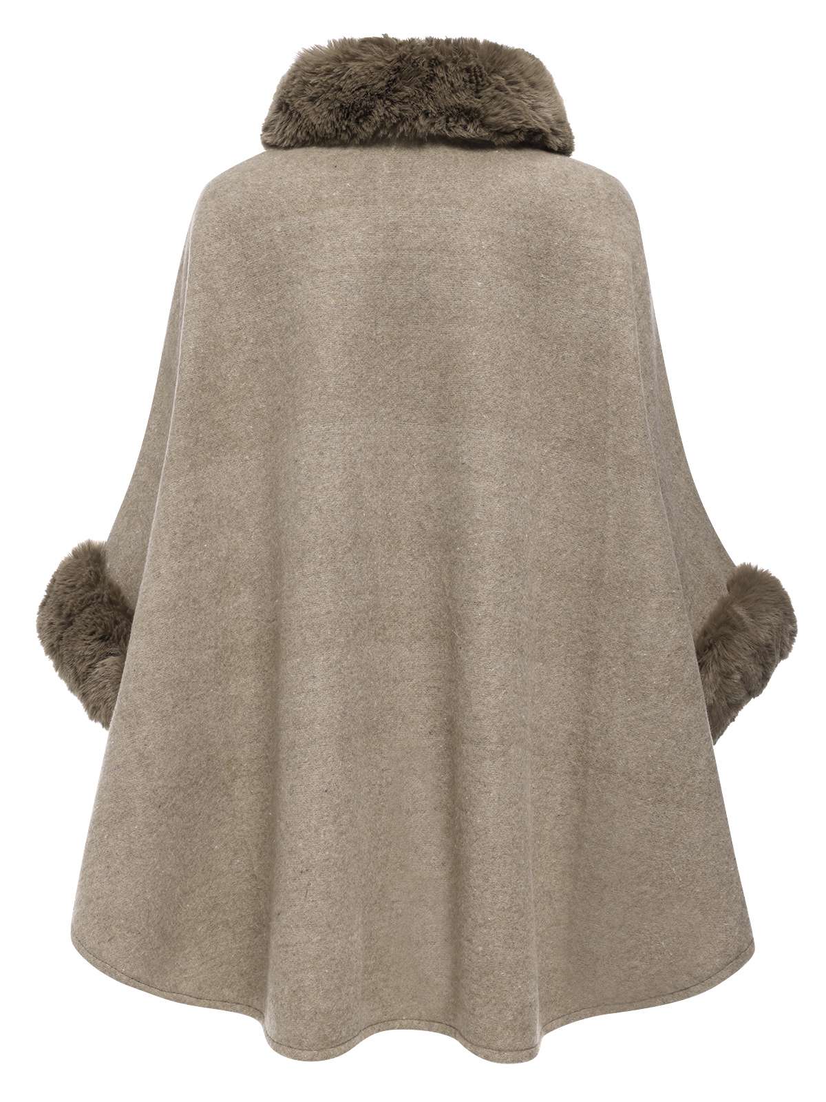 Coffee 1940s Faux Fur Collar Batwing Coat - Image 3
