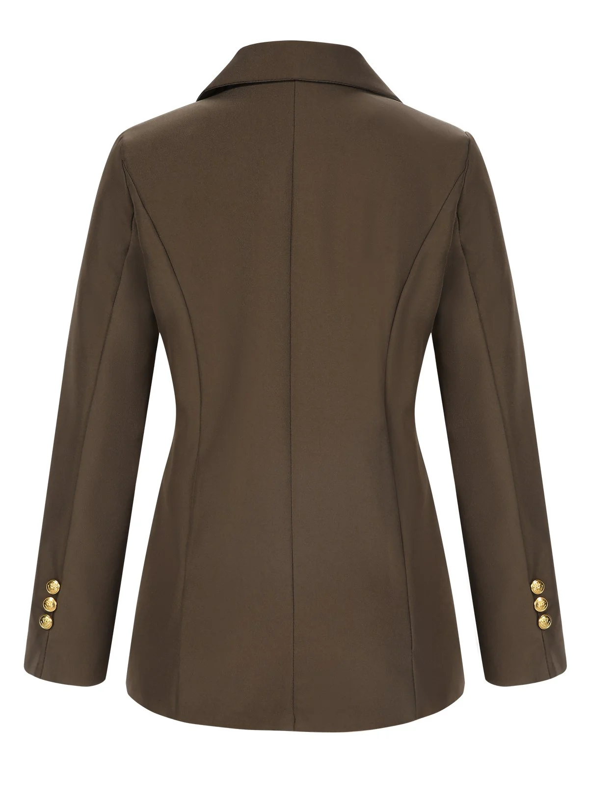 Coffee 1940s Solid Lapel Double Breasted Coat - Image 2