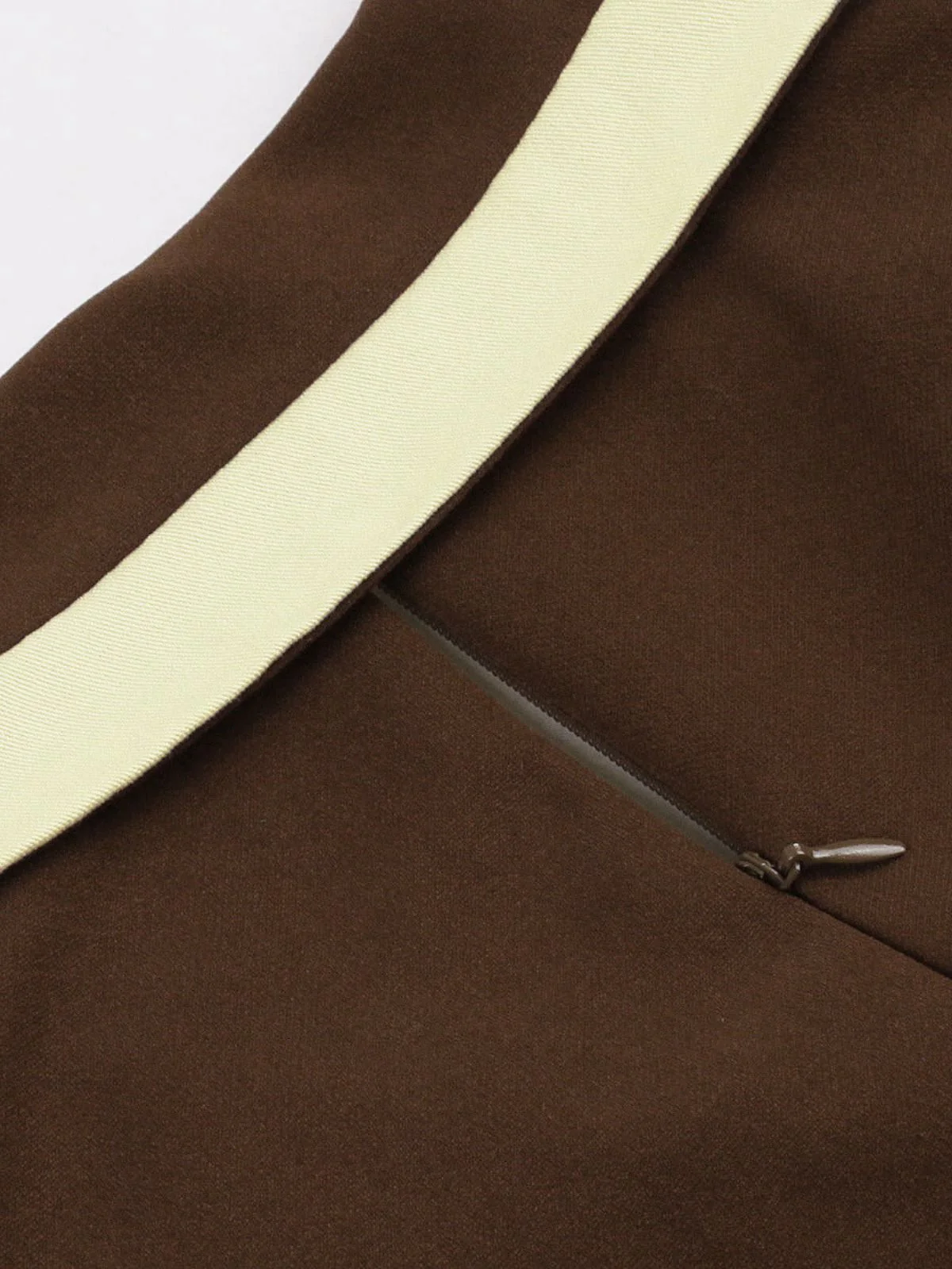 Coffee & Beige 1950s Contrast Lapel Belted Dress - Image 7