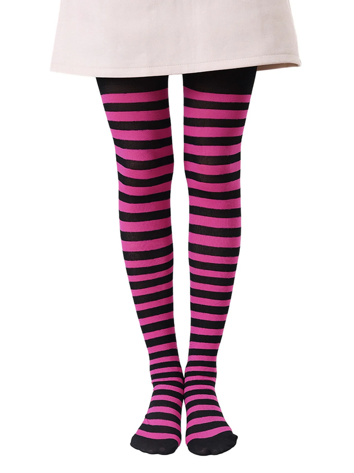 Color-Contrasted Stripe Tights Pantyhose - Image 3