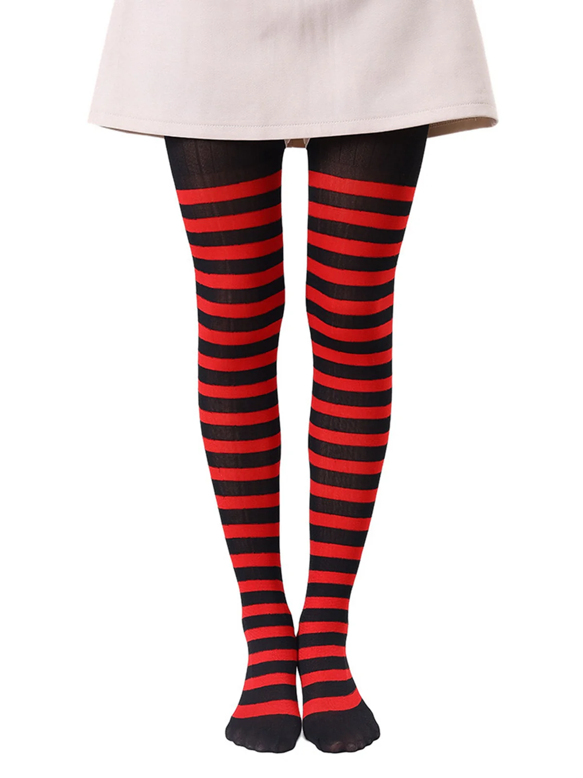 Color-Contrasted Stripe Tights Pantyhose - Image 4