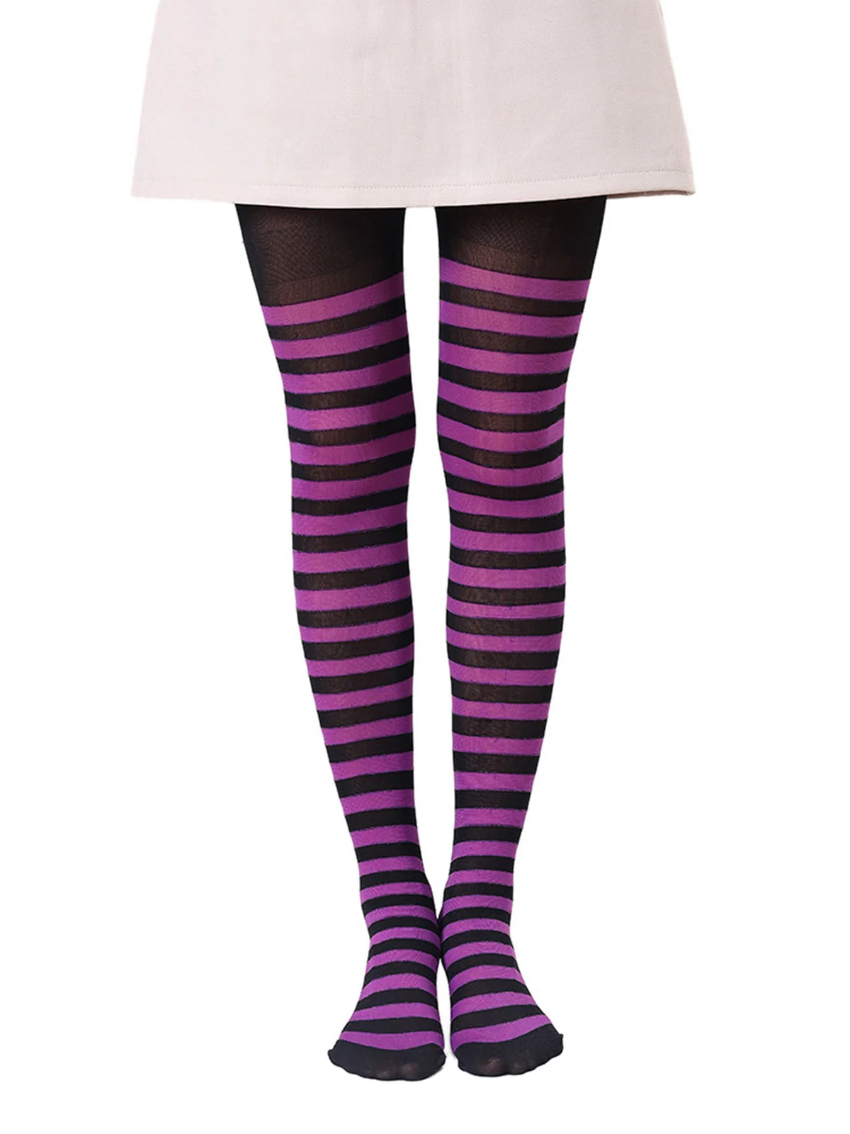 Color-Contrasted Stripe Tights Pantyhose - Image 6