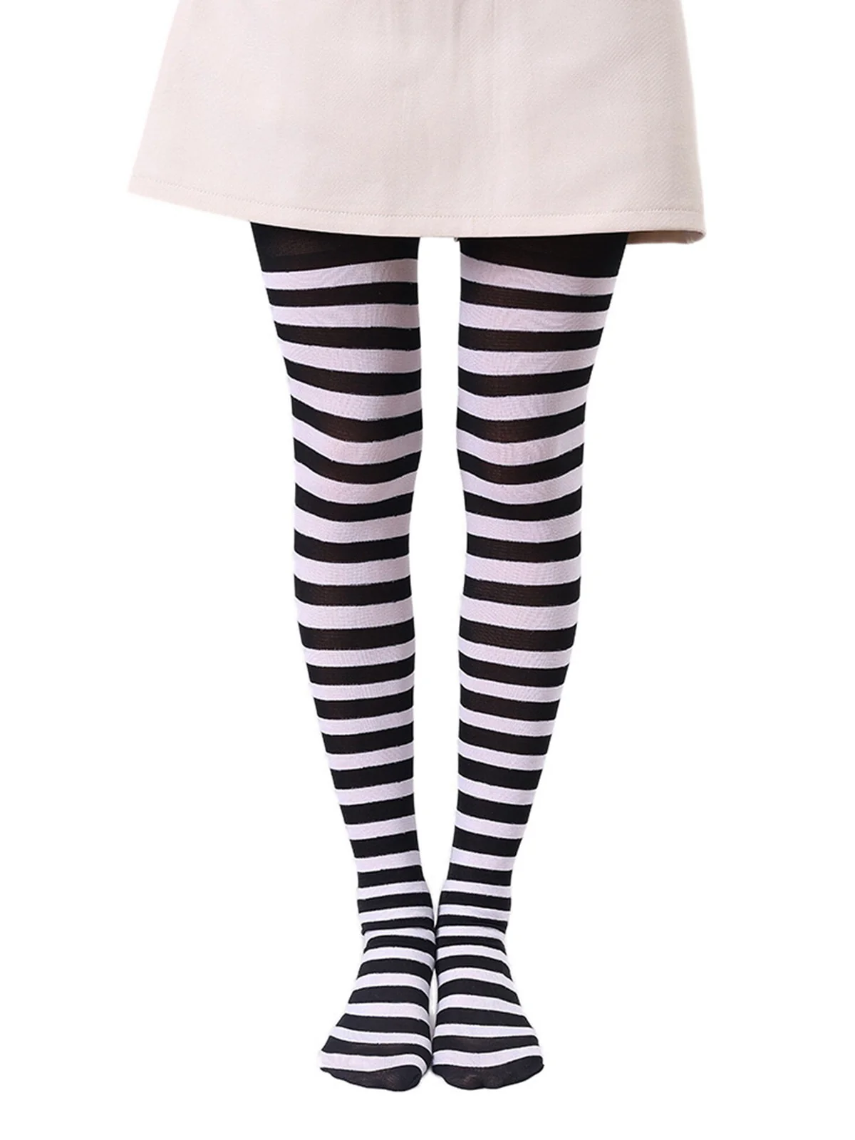 Color-Contrasted Stripe Tights Pantyhose - Image 7