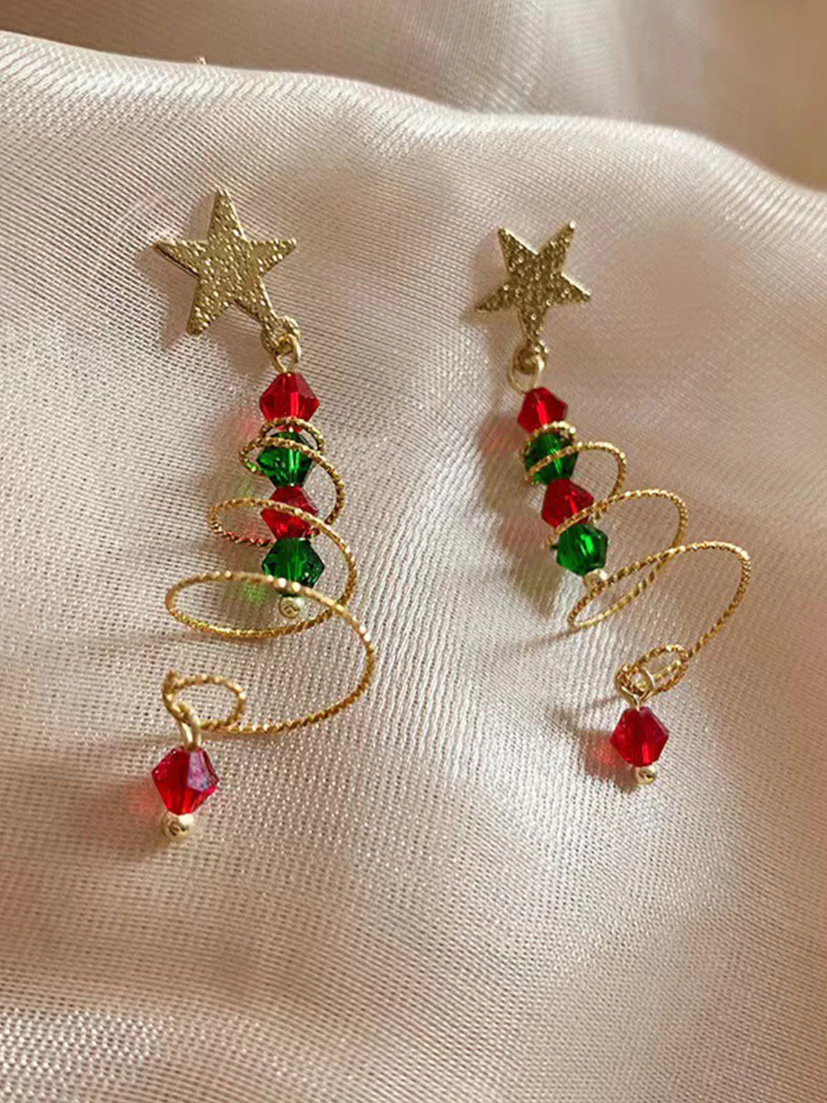 Colorful Christmas Star Crystal Earrings - Image 2