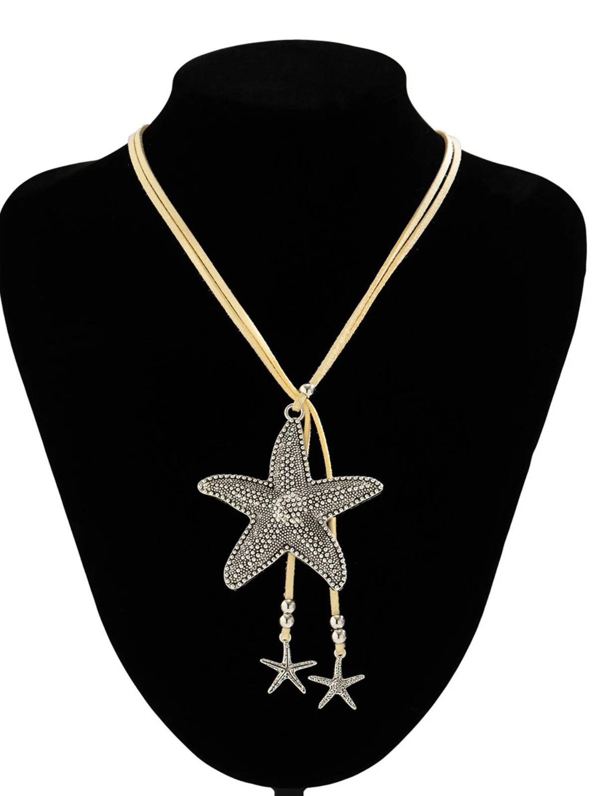 Conch Starfish Pendant Leather Cord Necklace - Image 4