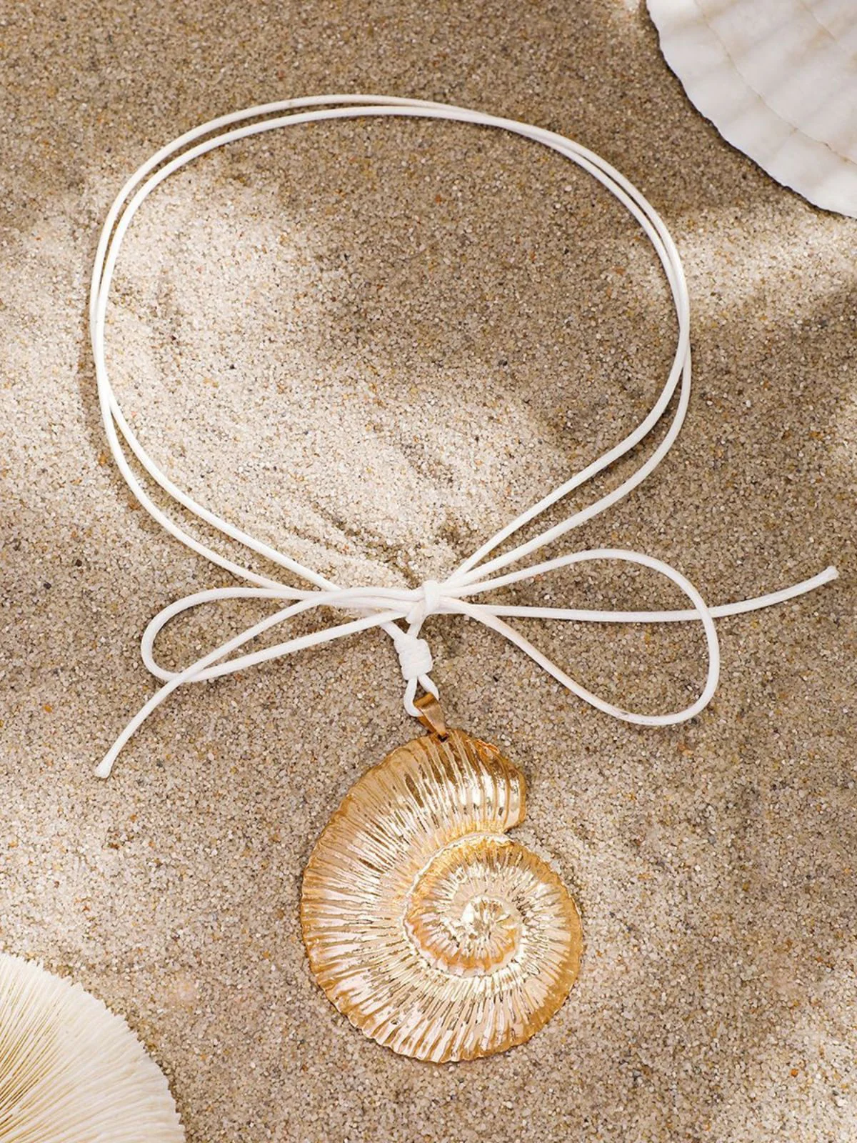 Conch Starfish Pendant Leather Cord Necklace - Image 6