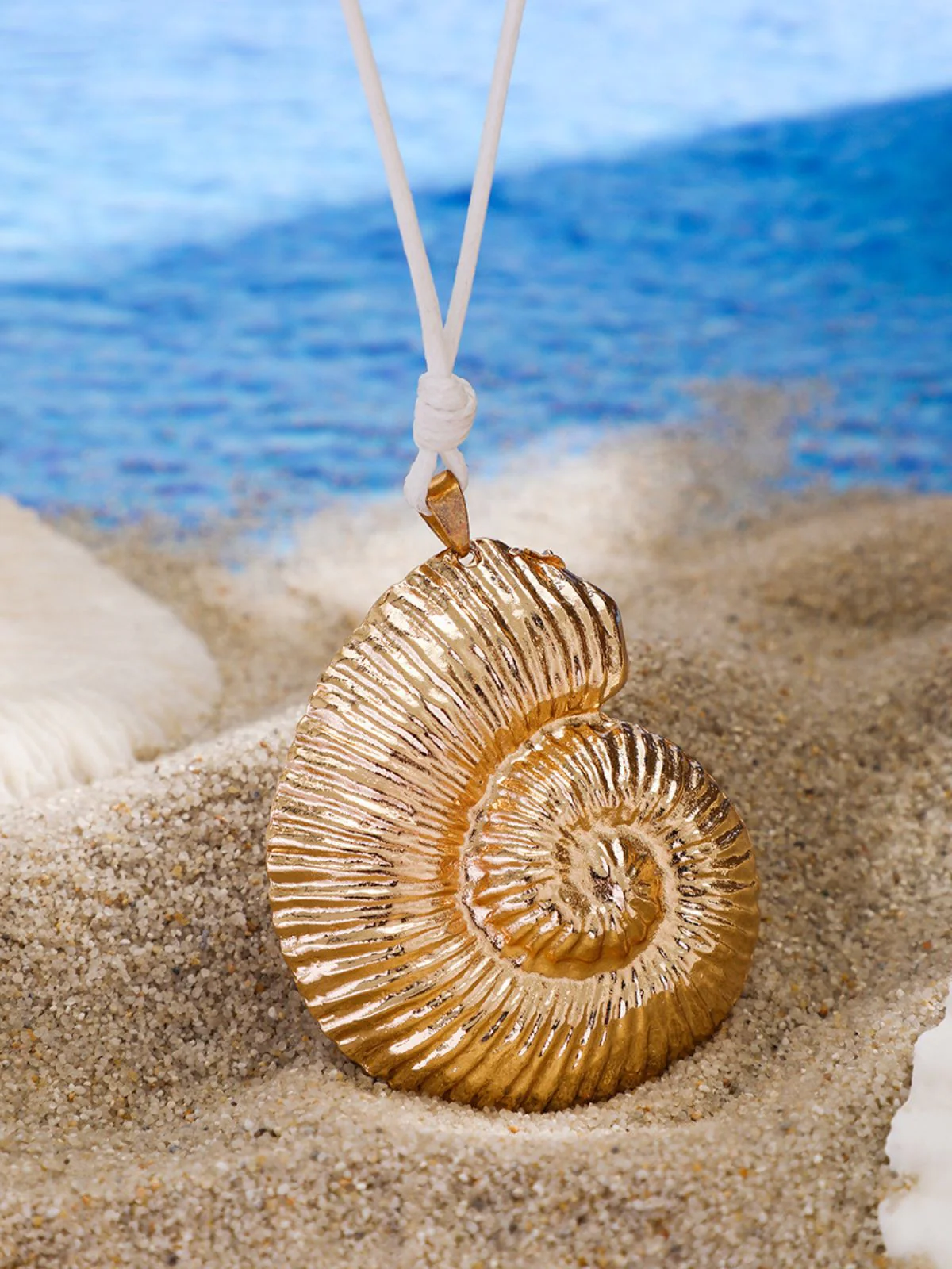 Conch Starfish Pendant Leather Cord Necklace - Image 7